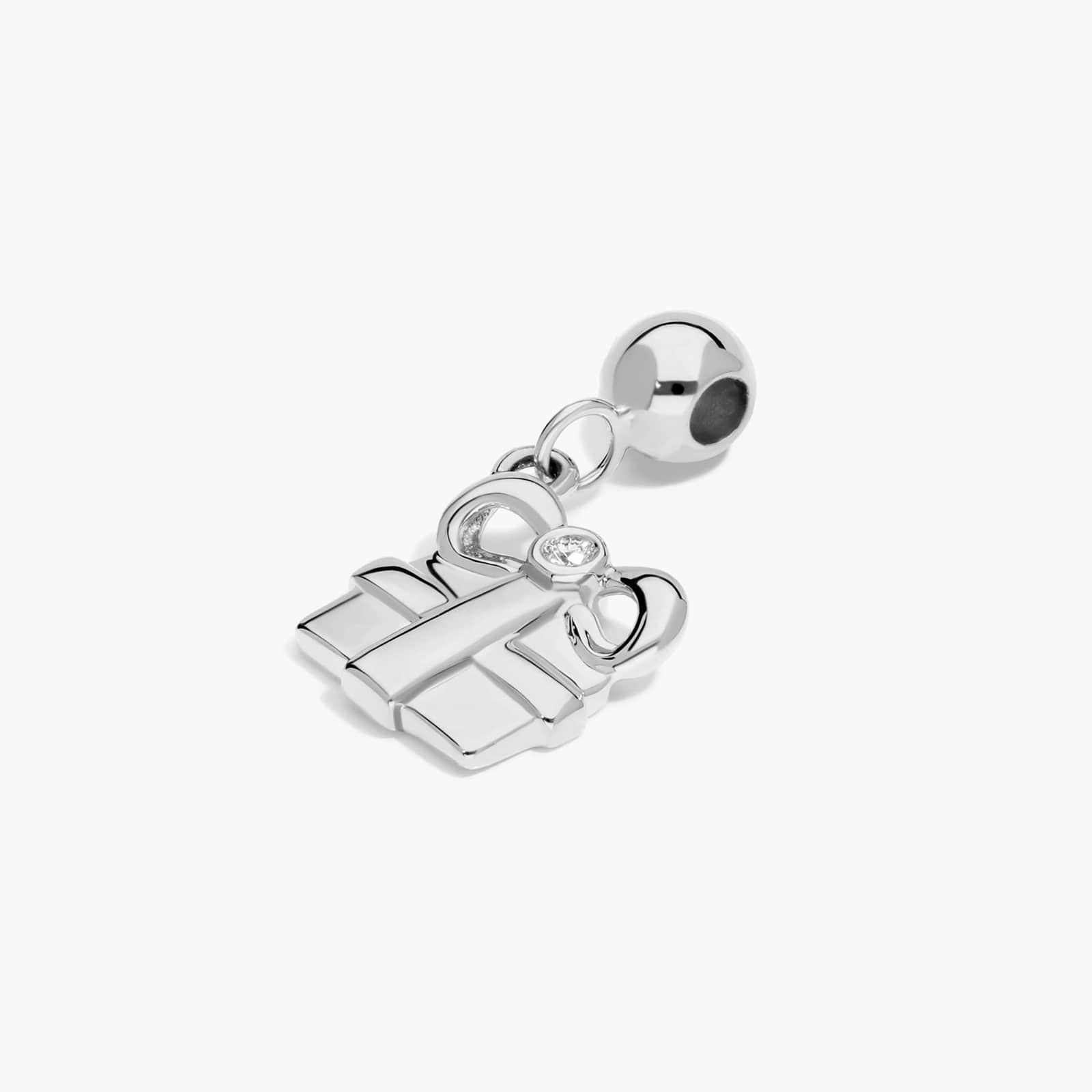 Gift Box Charm In 14K White Gold