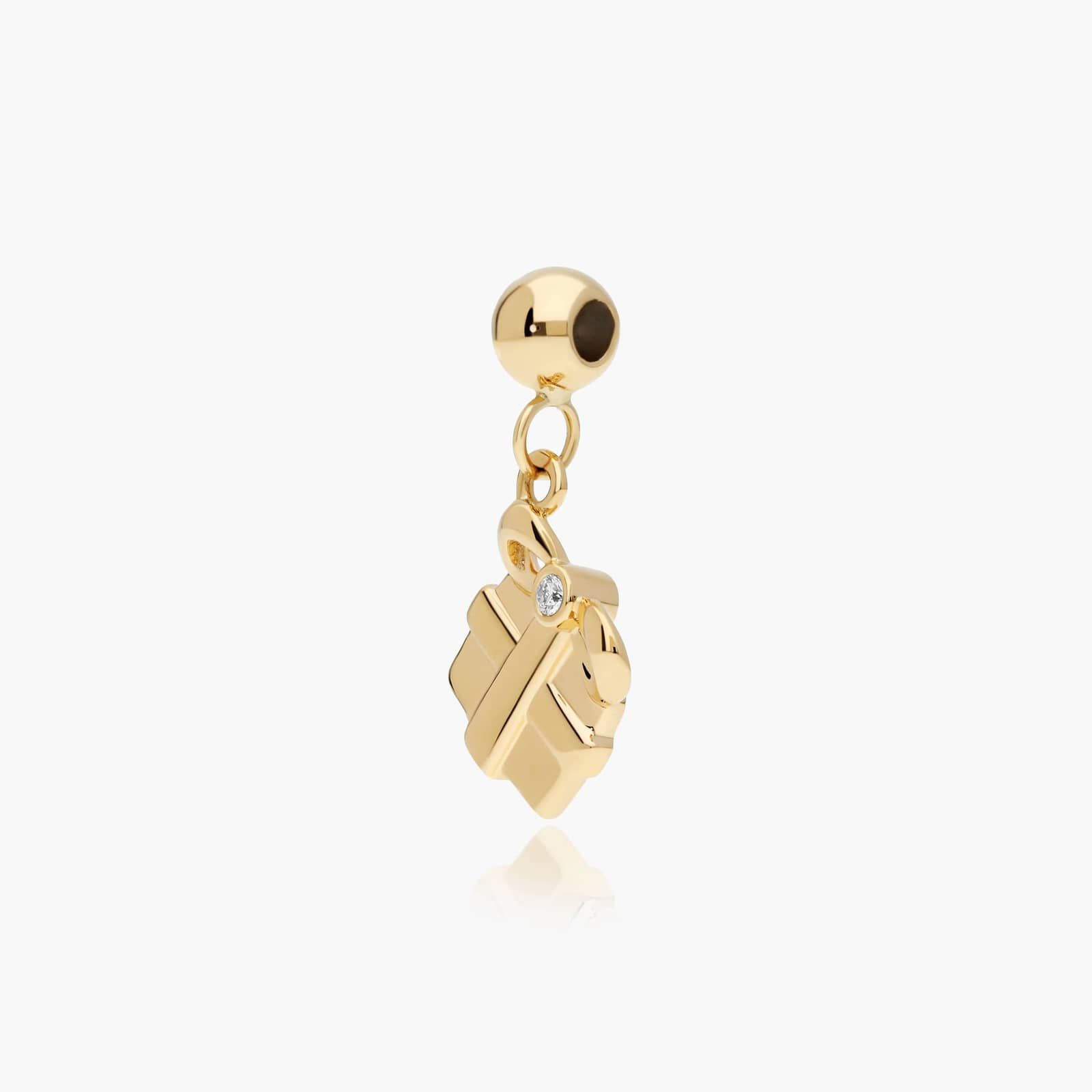 Gift Box Charm In 14K Yellow Gold