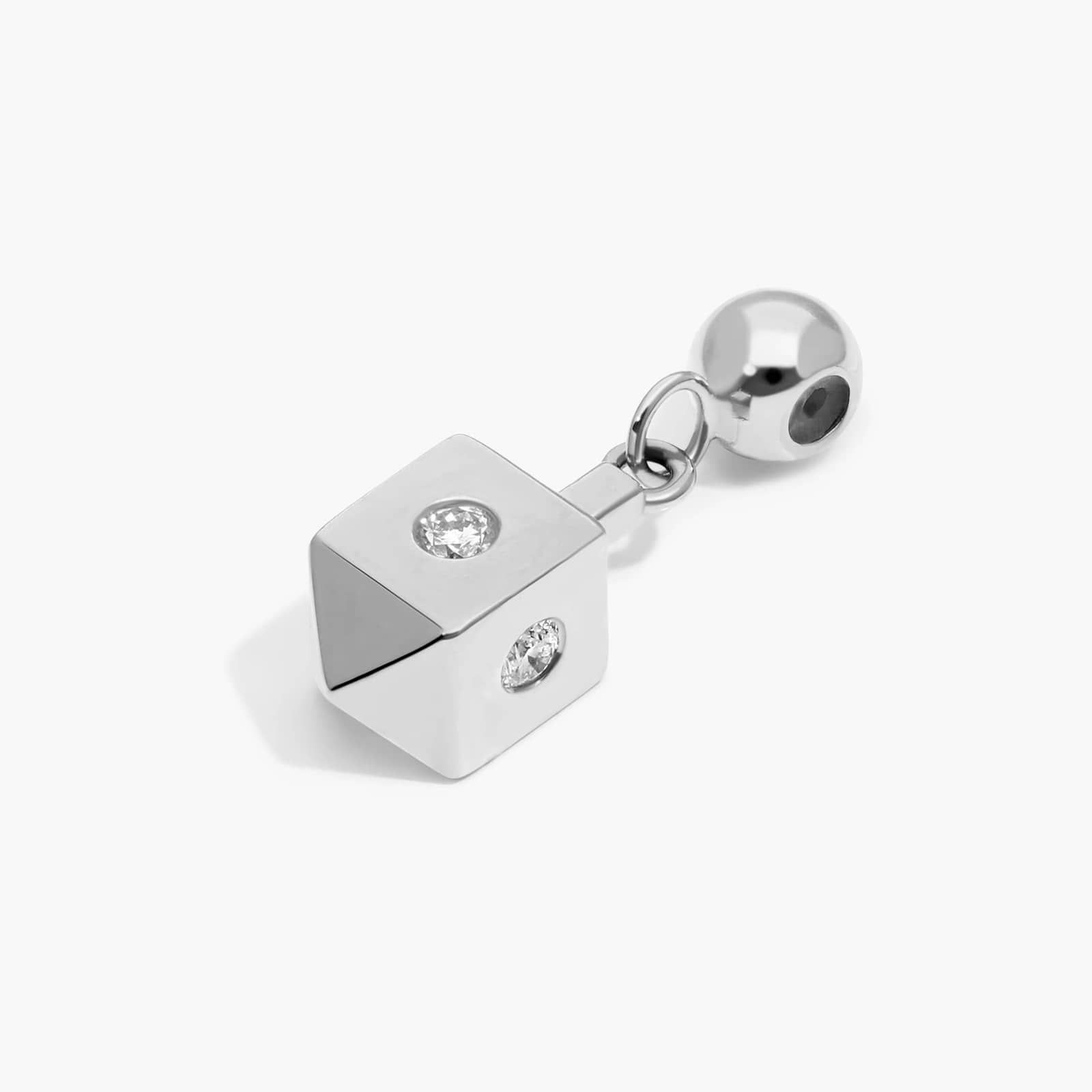 Dreidel Charm In 14K White Gold