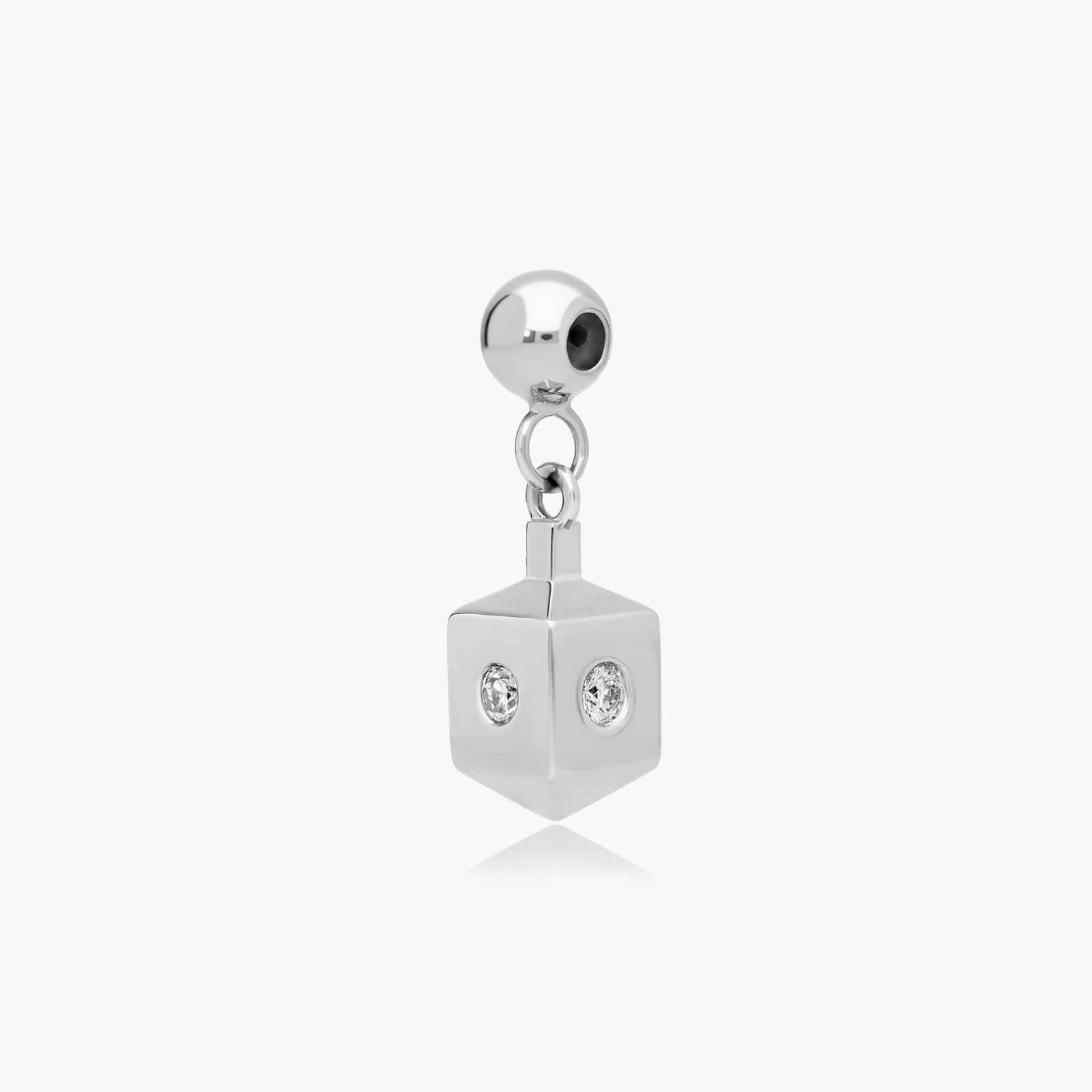 Dreidel Charm In 14K White Gold
