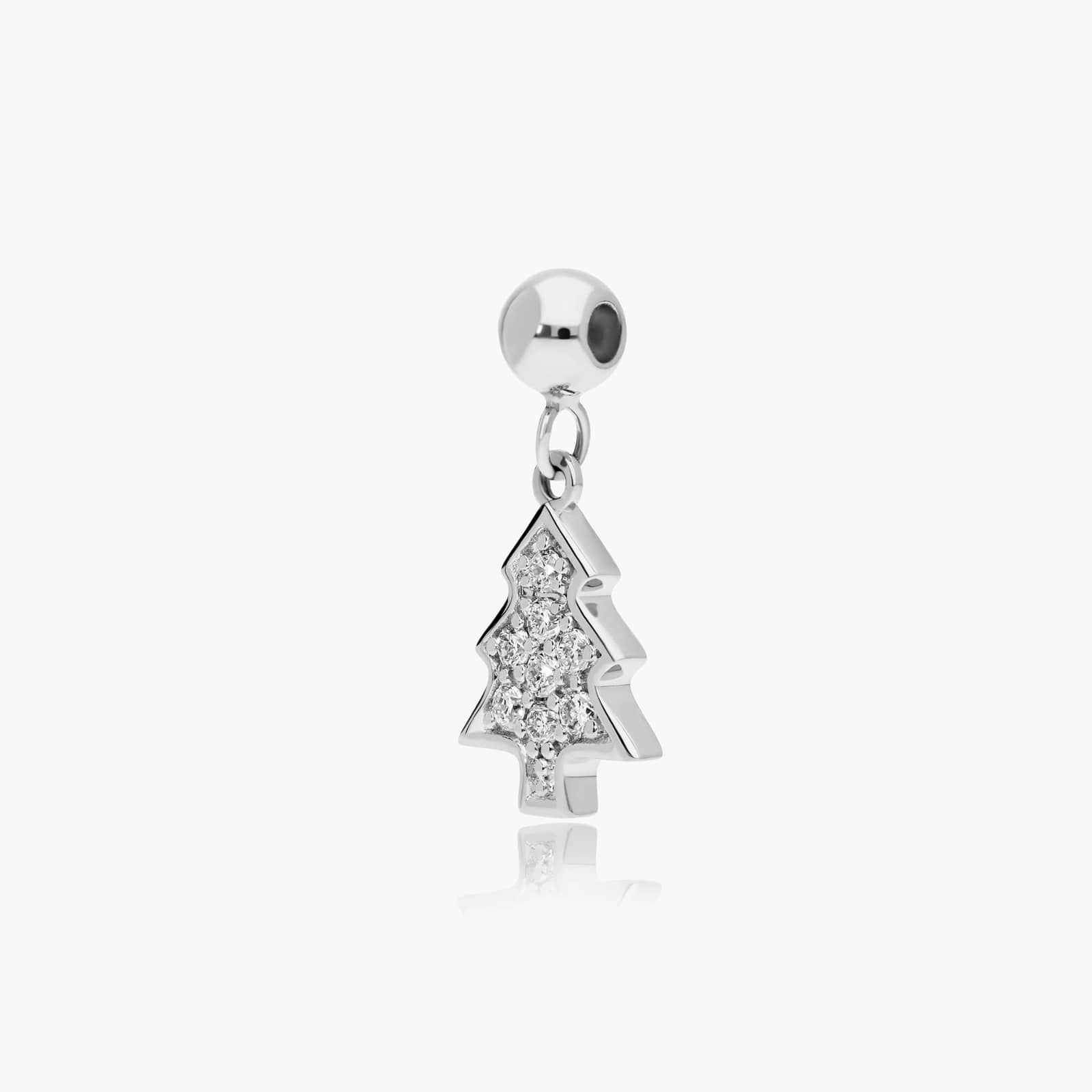 Christmas Tree Charm In 14K White Gold