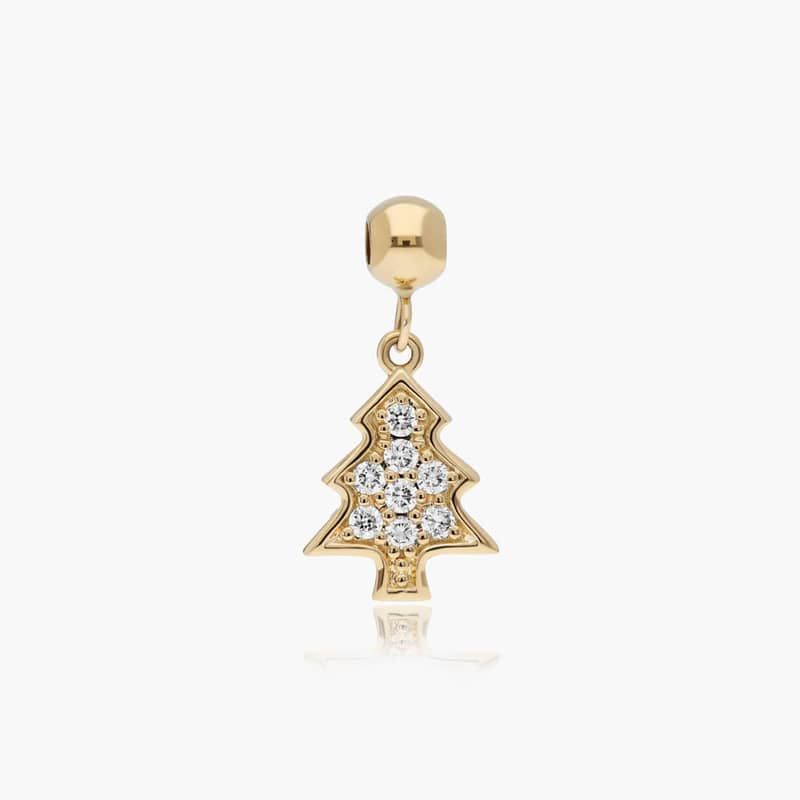 Christmas Tree Charm In 14K Yellow Gold