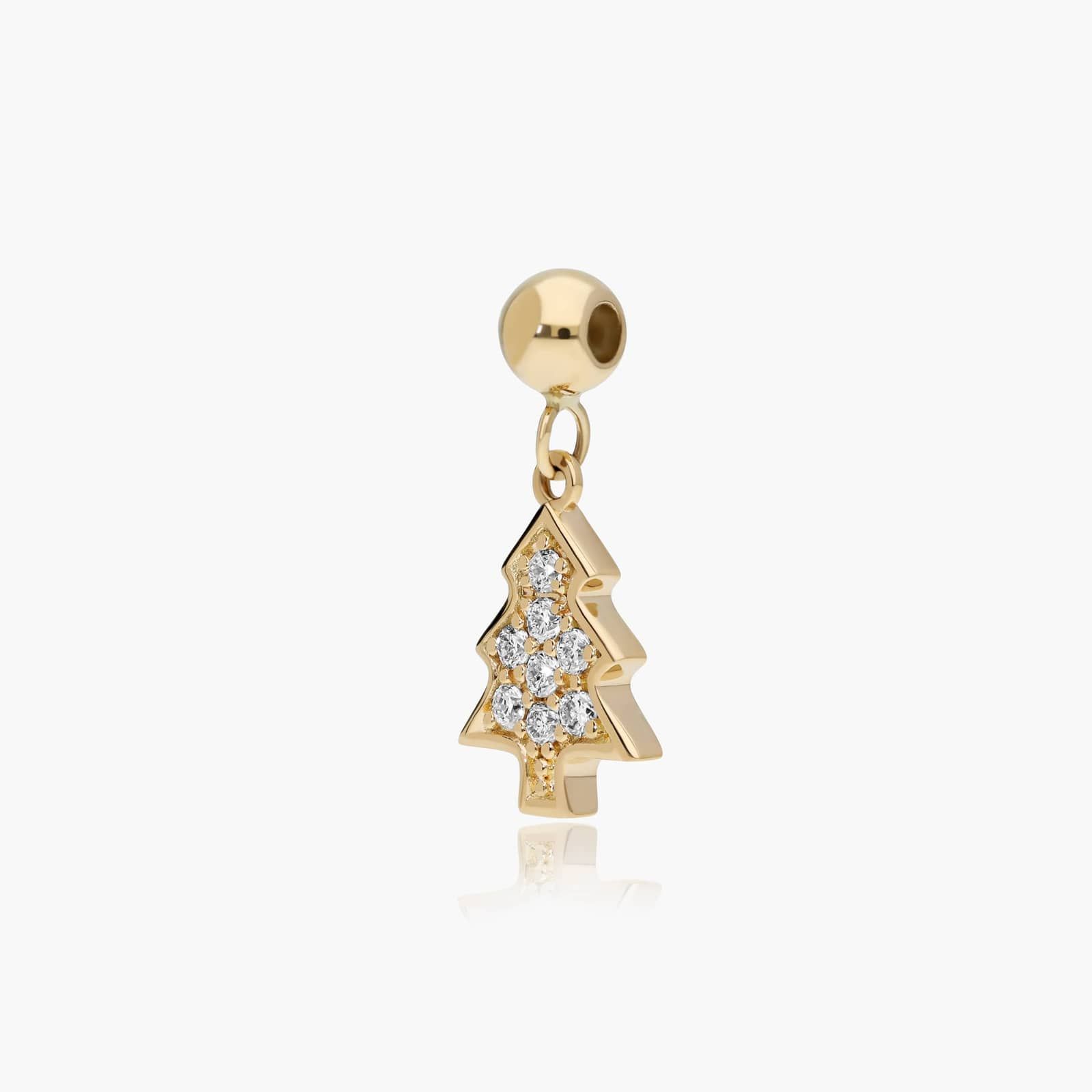 Christmas Tree Charm In 14K Yellow Gold