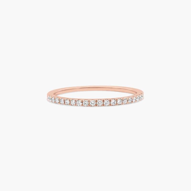 Single Row Diamond Wedding Ring In 14K Rose Gold (1.00mm)