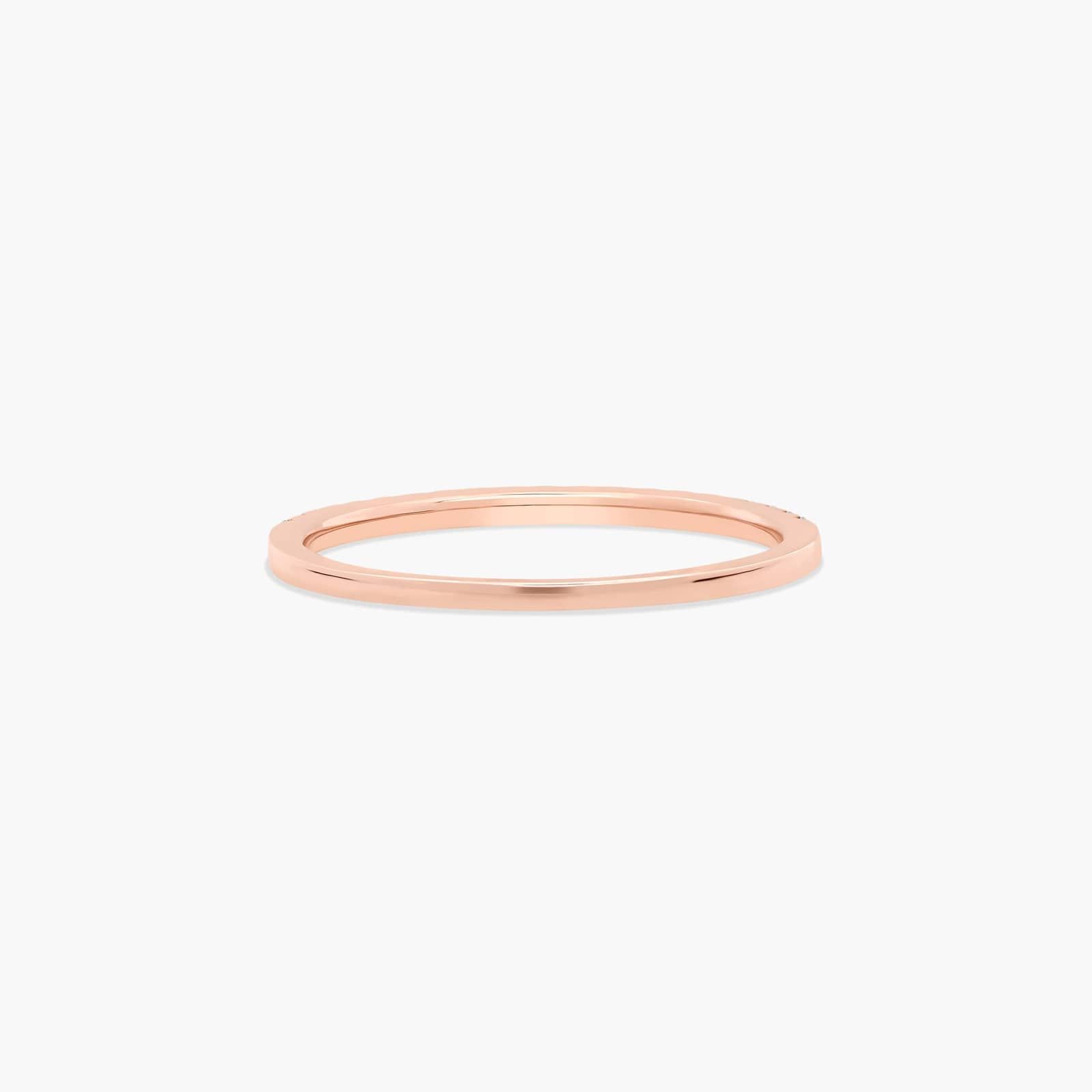 Single Row Diamond Wedding Ring In 14K Rose Gold (1.00mm)