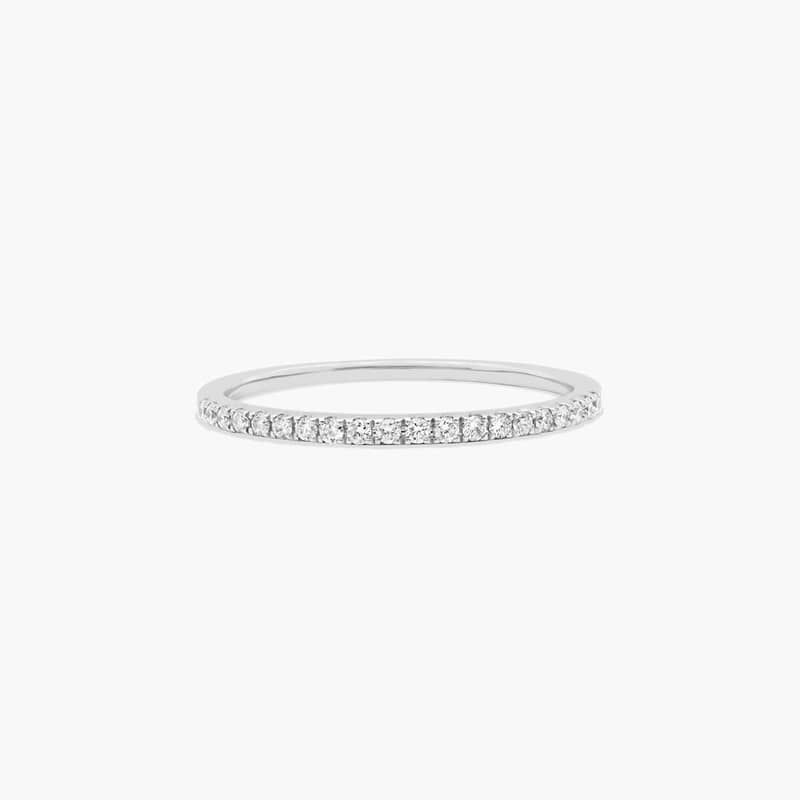 Single Row Diamond Wedding Ring In 14K White Gold (1.00mm)