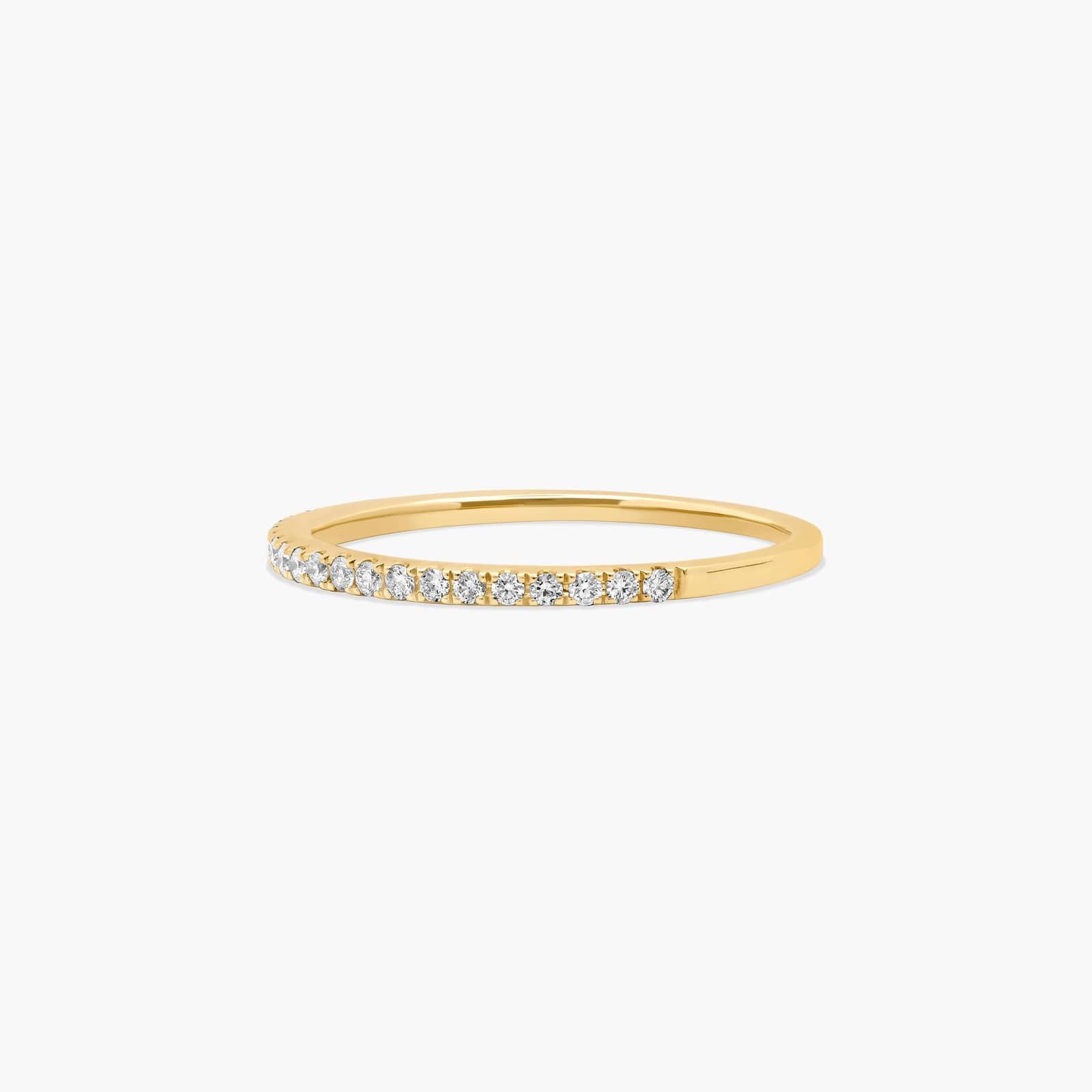 Single Row Diamond Wedding Ring In 14K Yellow Gold (1.00mm)