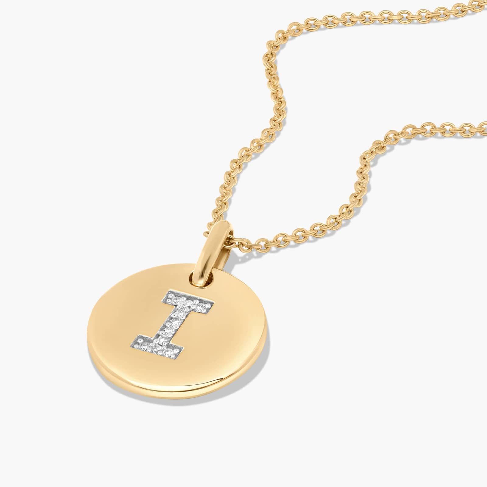 Diamond Initial I Pendant In 14K Yellow Gold