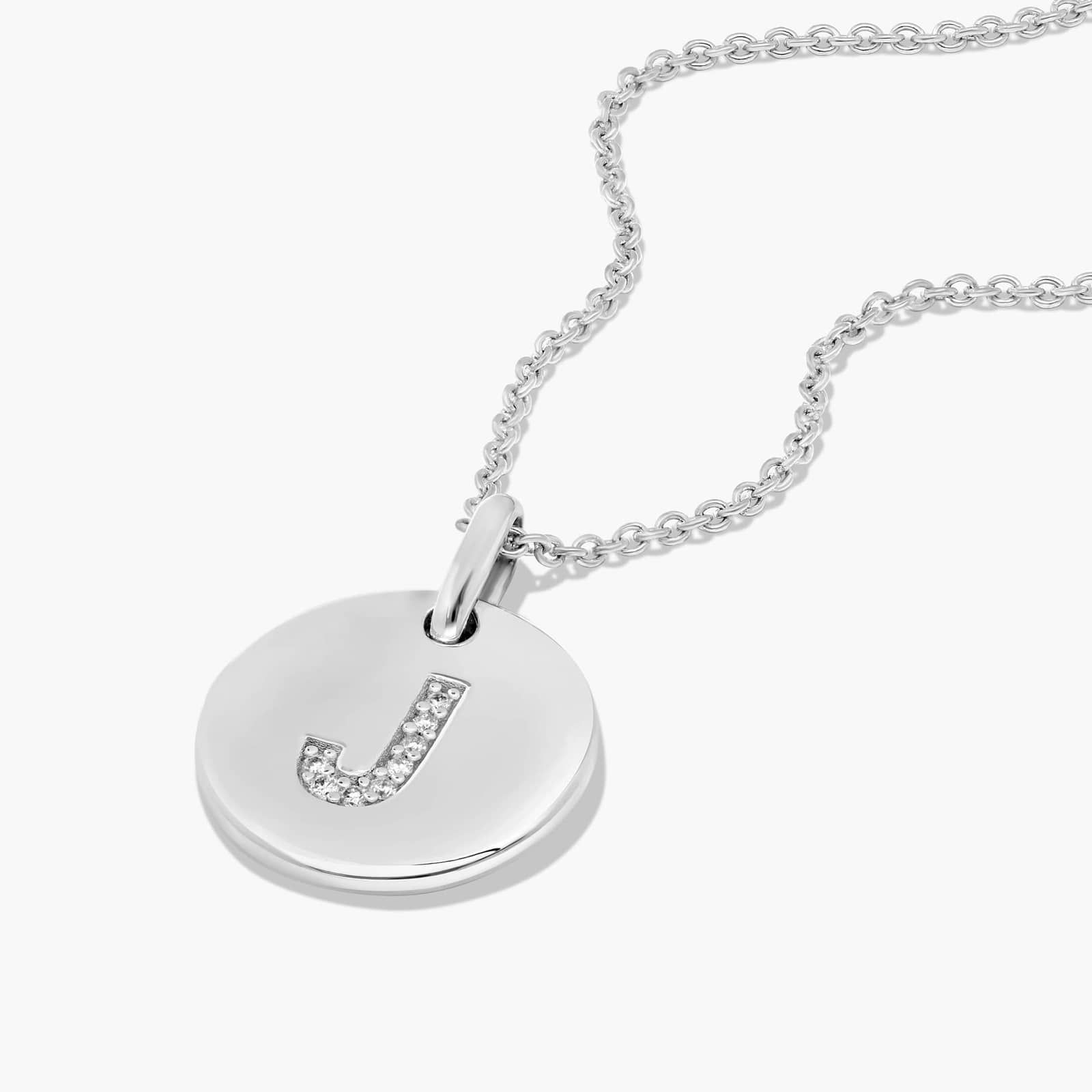 Diamond Initial J Pendant In 14K White Gold