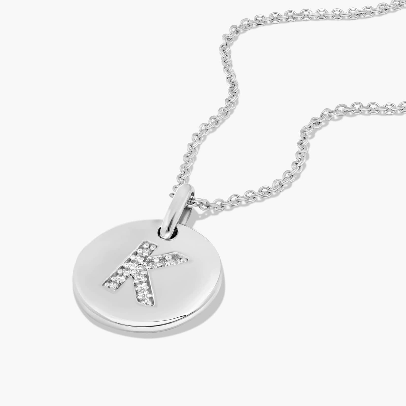 Diamond Initial K Pendant In 14K White Gold