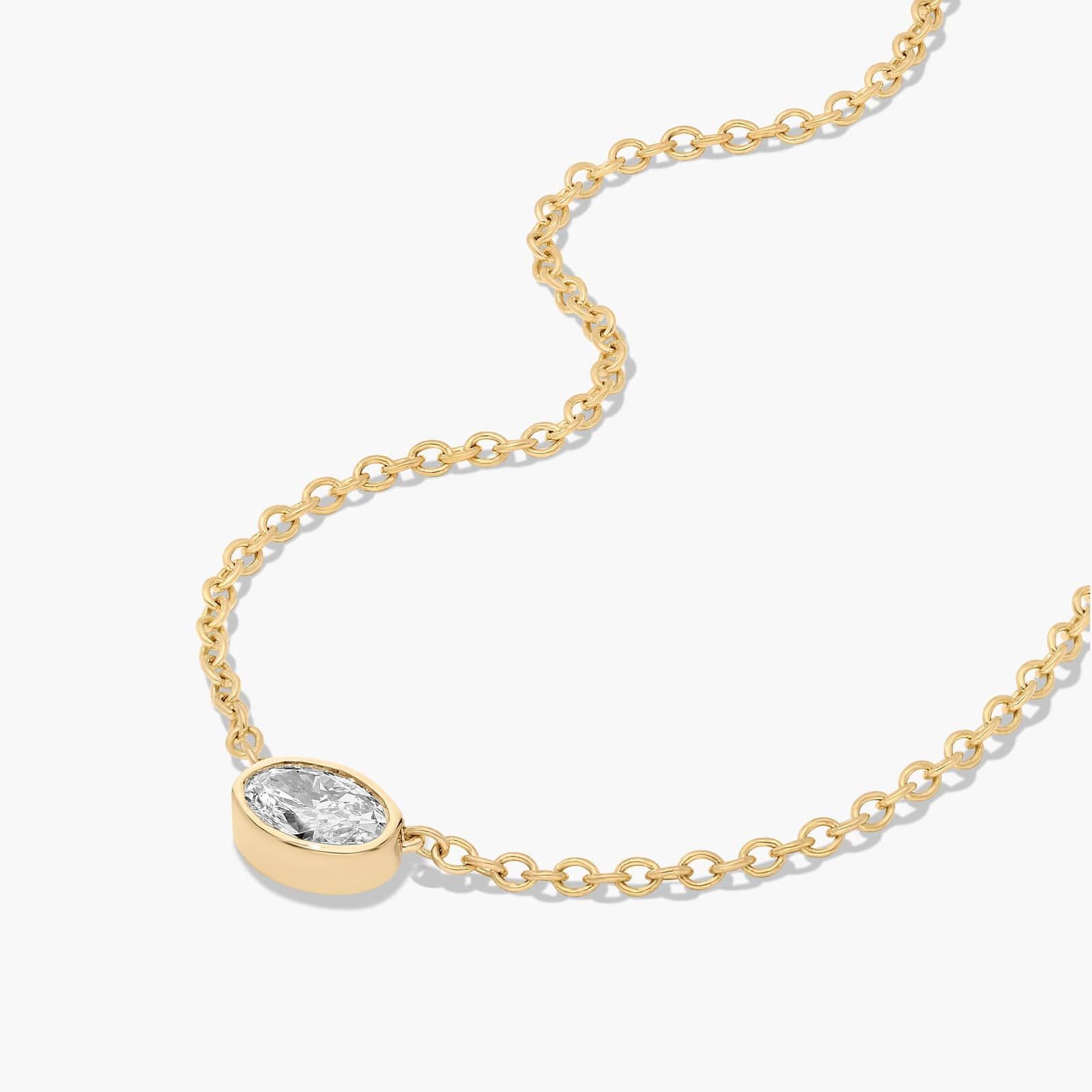 14K Yellow Gold Fancy Bezels Lab Grown East Oval West Diamond Pendant