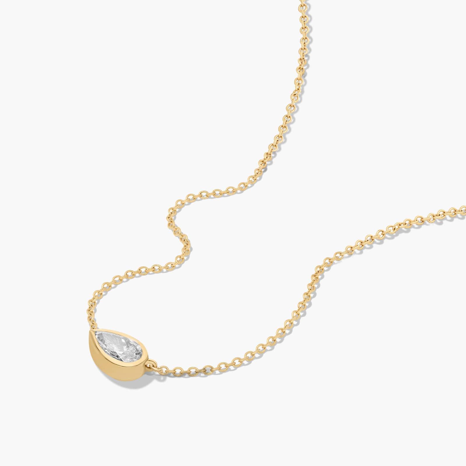 14K Yellow Gold Fancy Bezels Lab Grown East West Pear Diamond Pendant