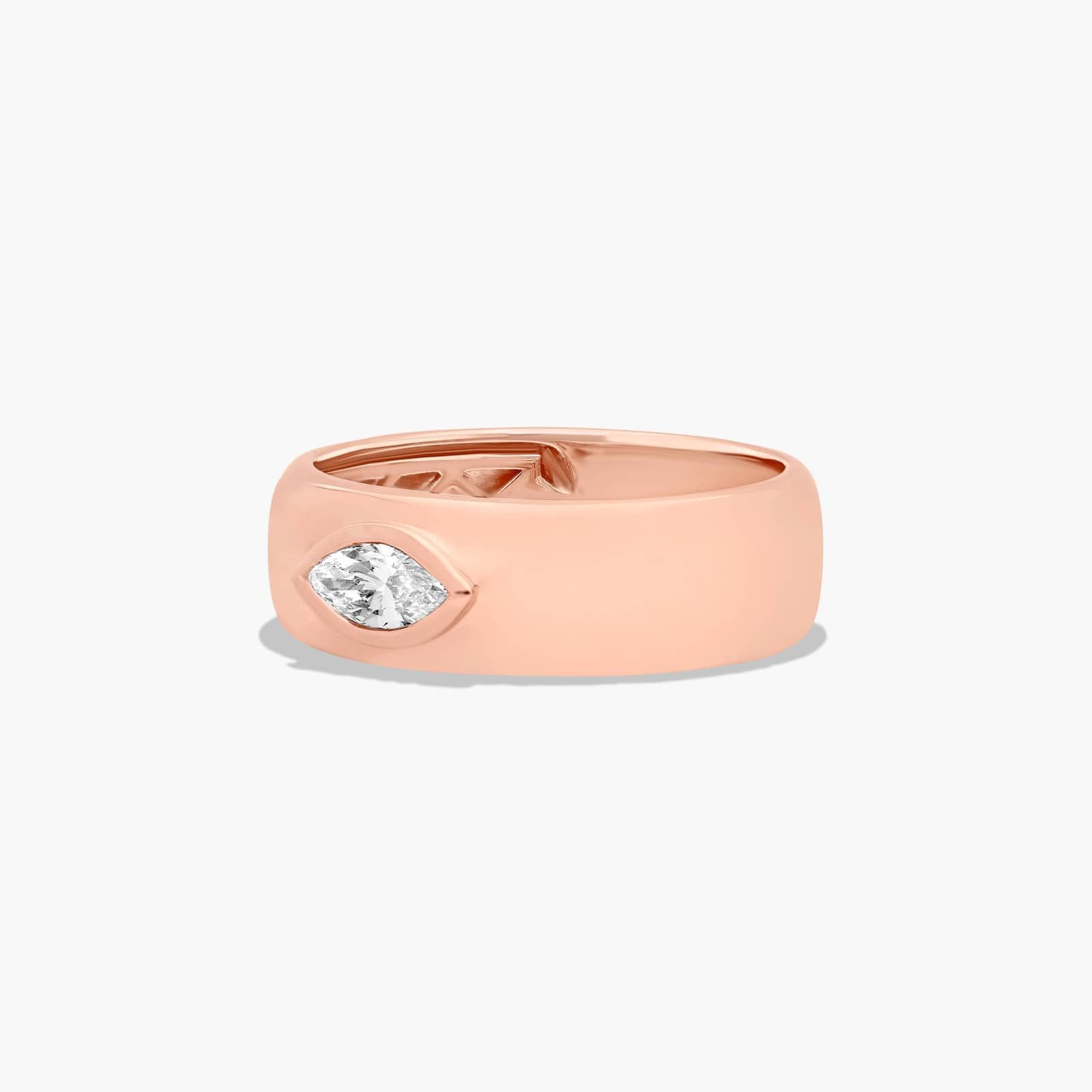 Fancy Bezel Marquise Cut Lab-Grown Diamond Ring In 14K Rose Gold