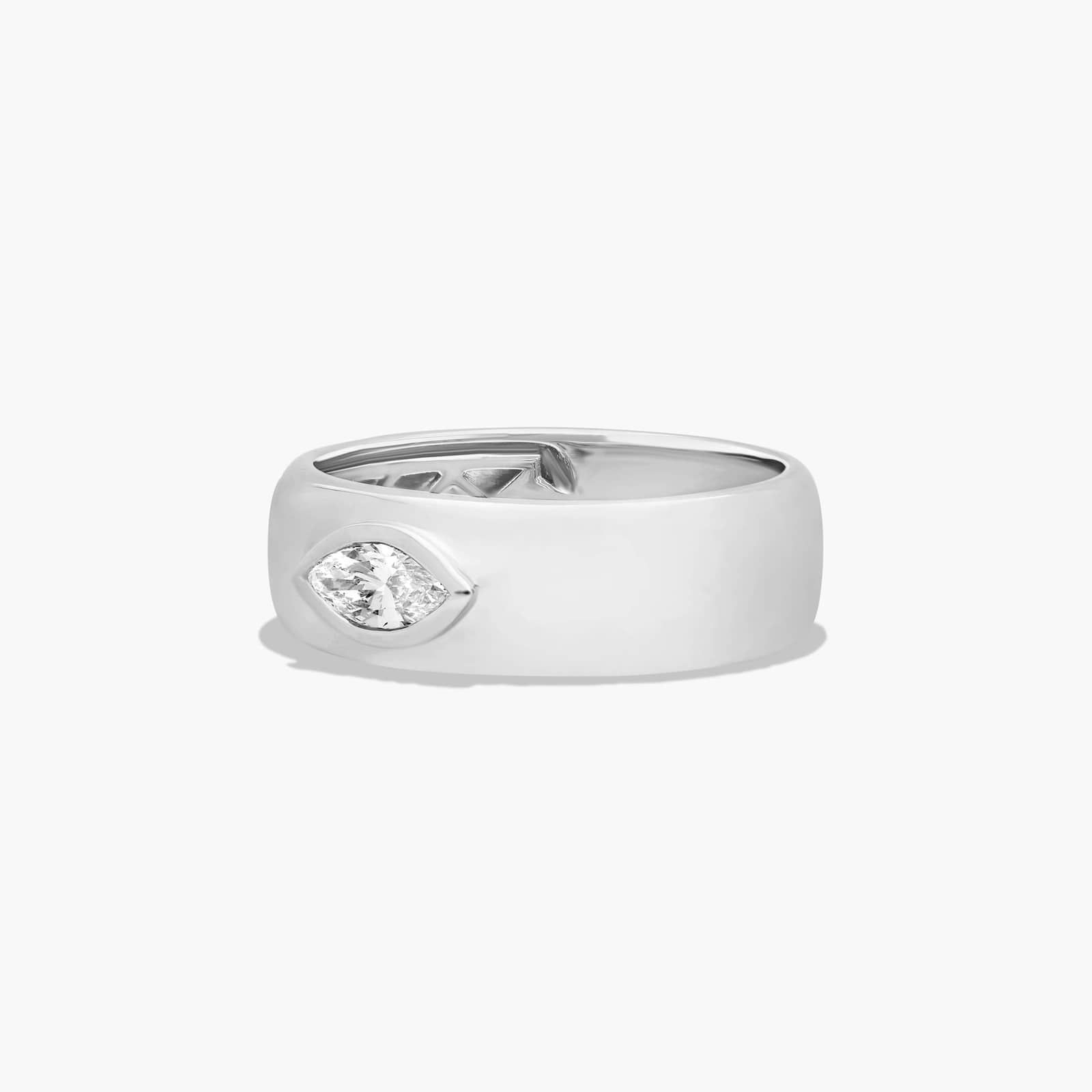 Fancy Bezel Marquise Cut Lab-Grown Diamond Ring In 14K White Gold