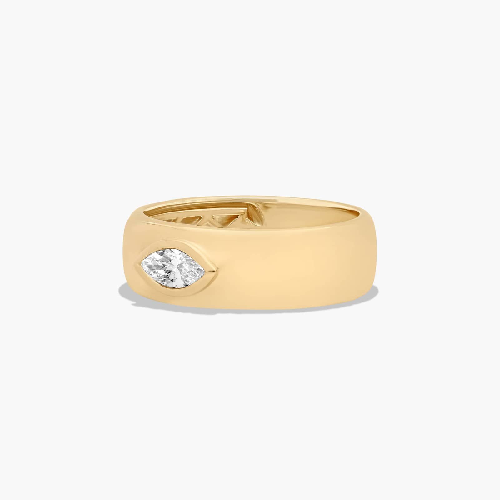 Fancy Bezel Marquise Cut Lab-Grown Diamond Ring In 14K Yellow Gold