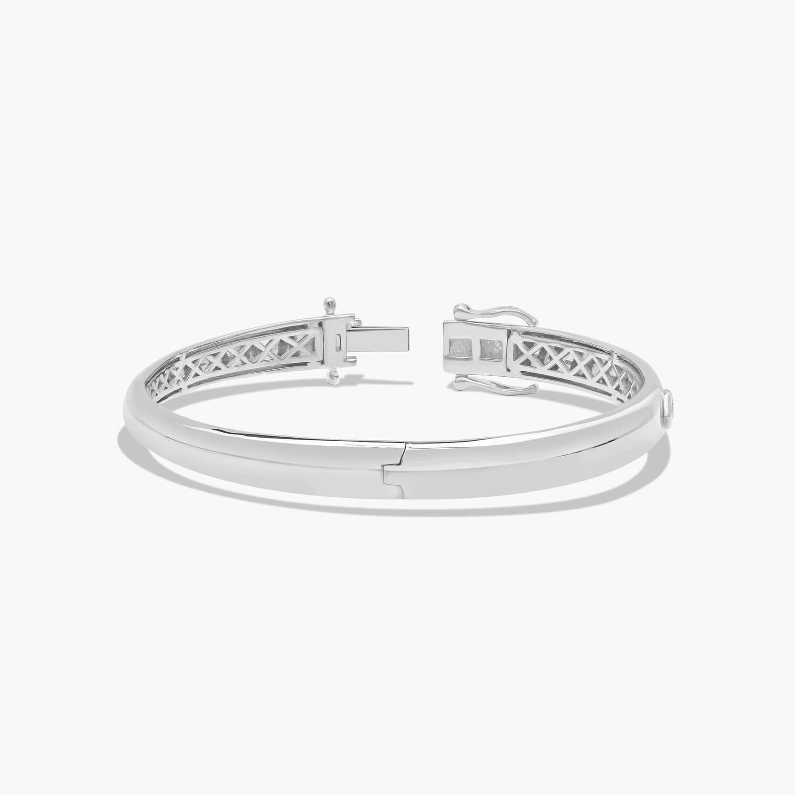 14K White Gold Fancy Bezels Lab Grown Marquise Diamond Bangle Bracelet