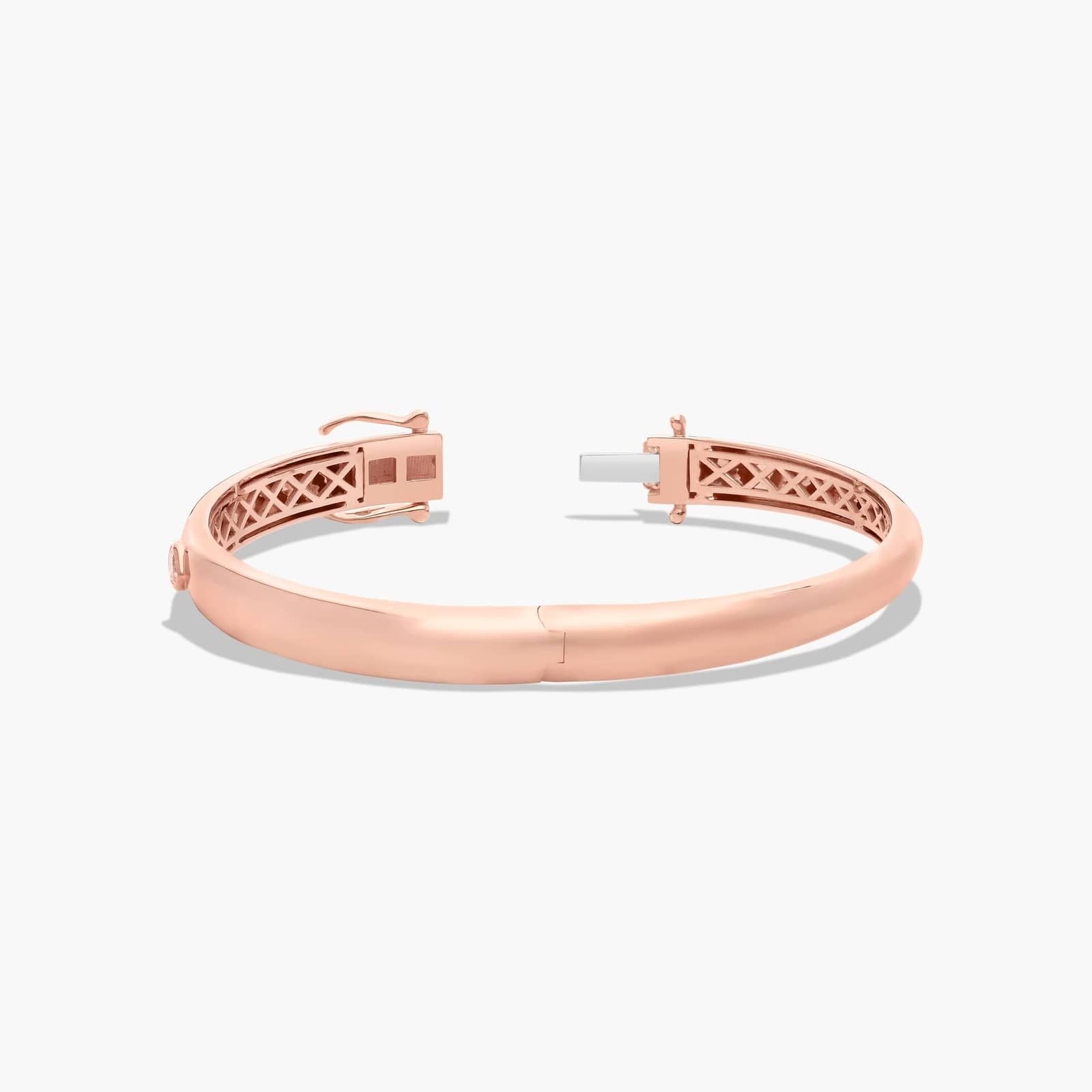 14K Rose Gold Fancy Bezels Lab Grown Pear Diamond Bangle Bracelet
