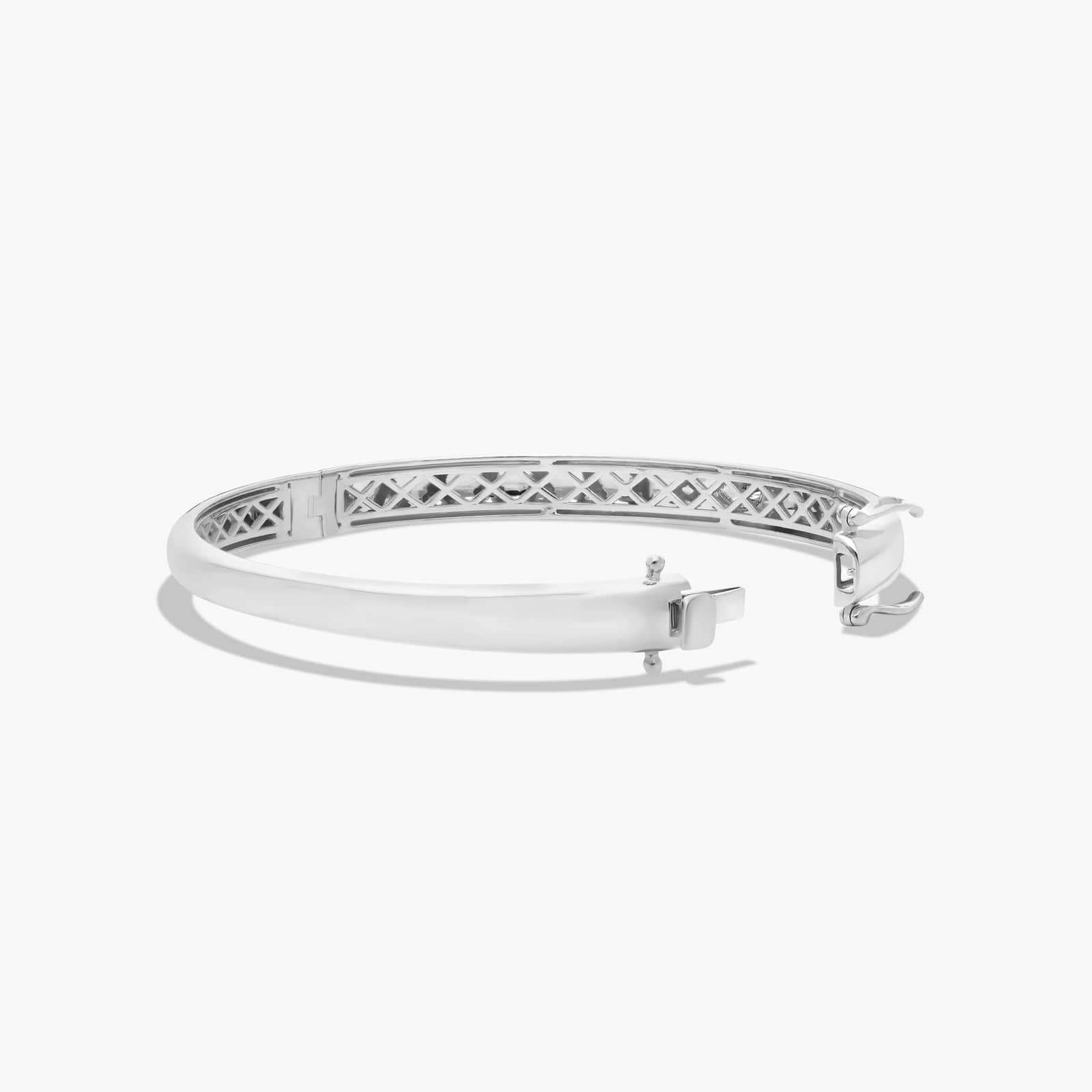 14K White Gold Fancy Bezels Lab Grown Pear Diamond Bangle Bracelet