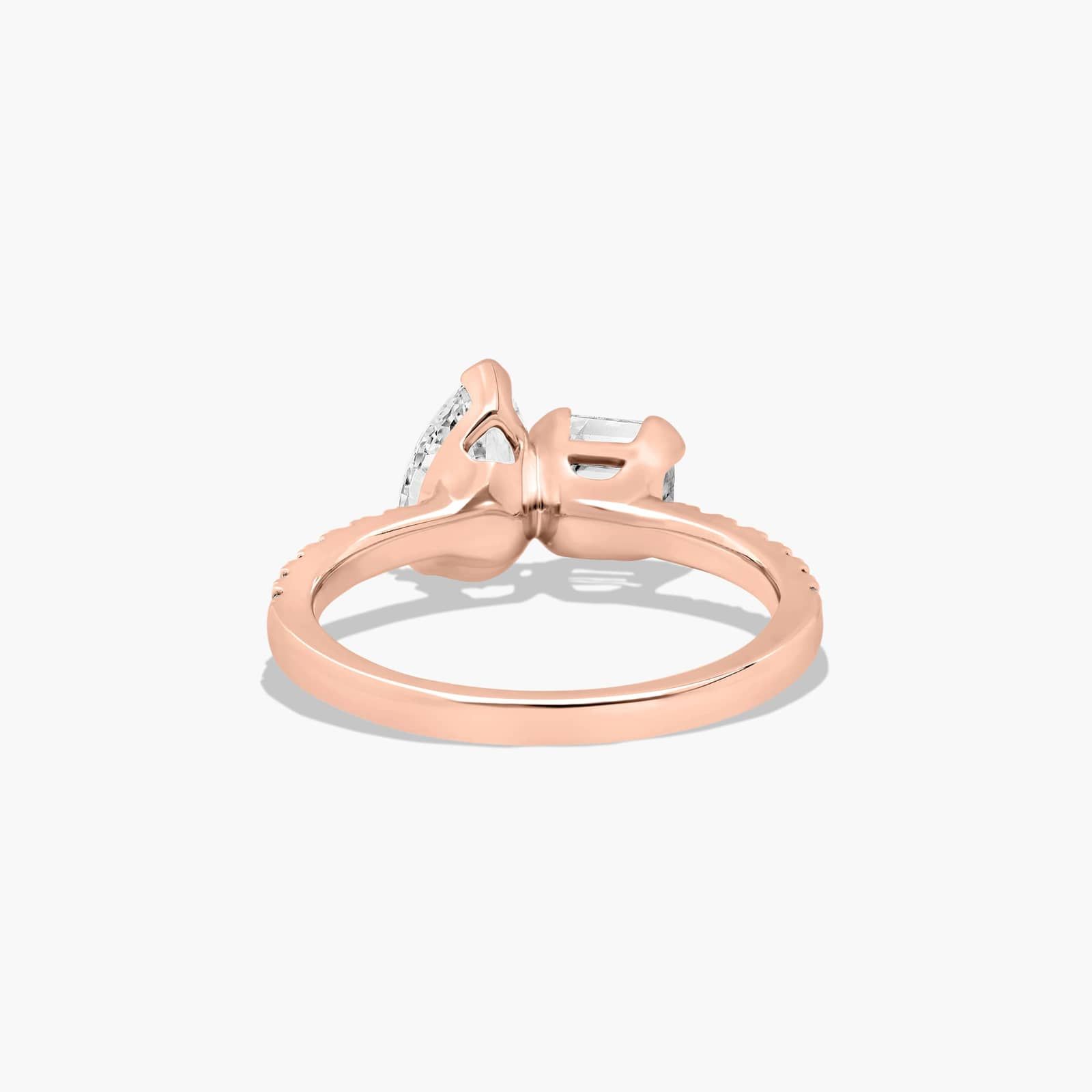 Toi et Moi Pear And Asscher Cut Pavé Lab-Grown Diamond Ring In 14K Rose Gold