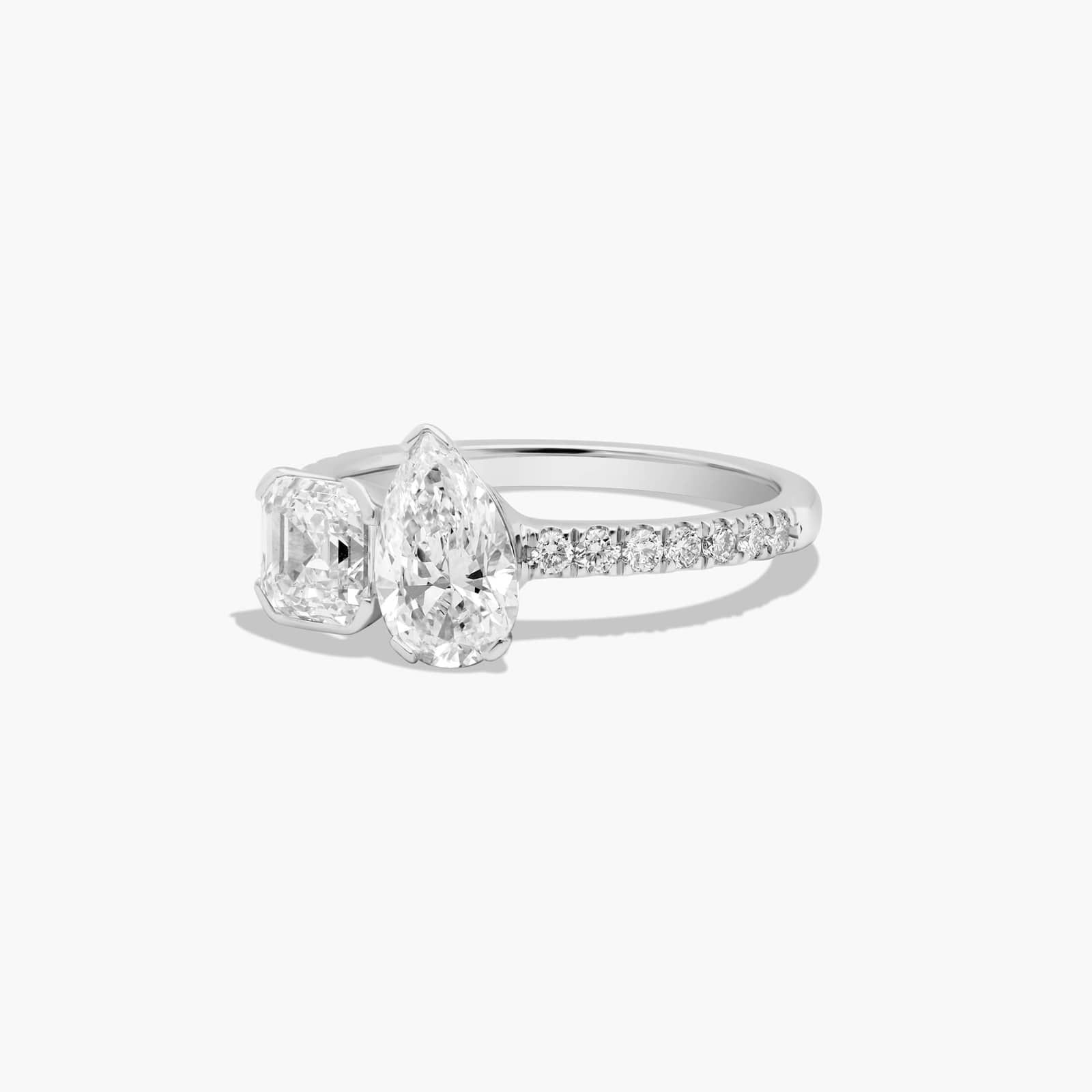 Toi et Moi Pear And Asscher Cut Pavé Lab-Grown Diamond Ring In 14K White Gold