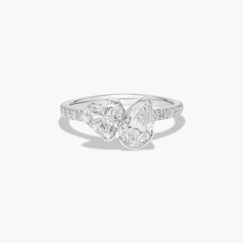 Toi et Moi Pavé Lab-Grown Diamond Ring In 14K White Gold