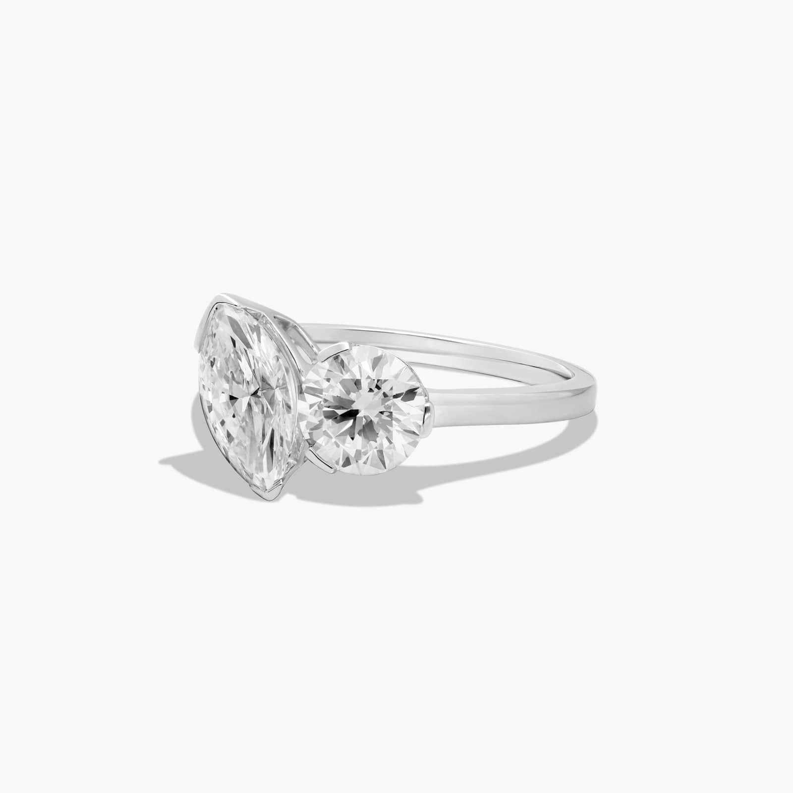 Toi et Moi Round And Marquise Cut Lab-Grown Diamond Ring In 14K White Gold