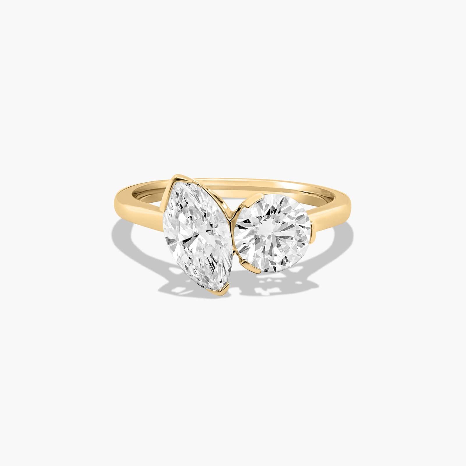 Toi et Moi Round And Marquise Cut Lab-Grown Diamond Ring In 14K Yellow Gold