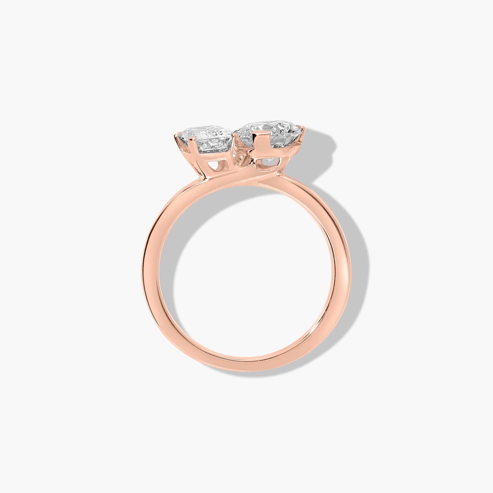 Toi et Moi Round And Emerald Cut Lab-Grown Diamond Ring In 14K Rose Gold