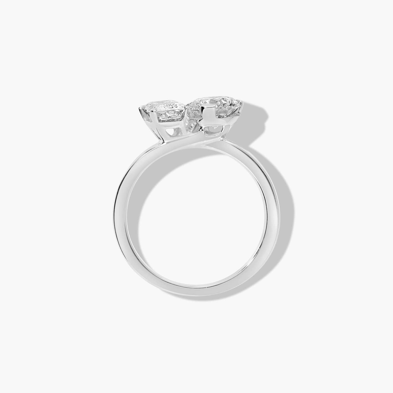 Toi et Moi Round And Emerald Cut Lab-Grown Diamond Ring In 14K White Gold