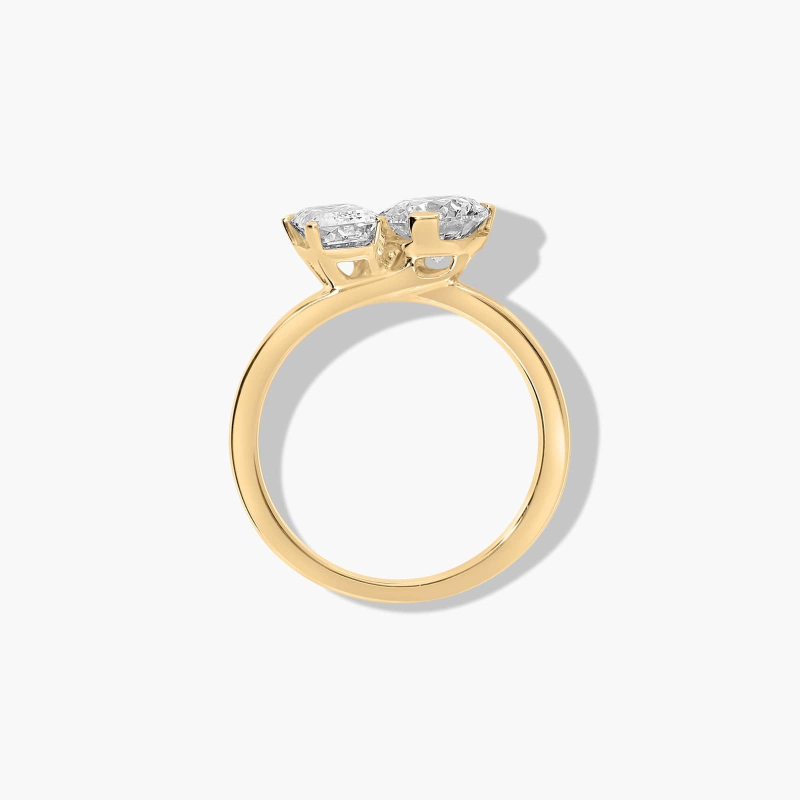 Toi et Moi Round And Emerald Cut Lab-Grown Diamond Ring In 14K Yellow Gold