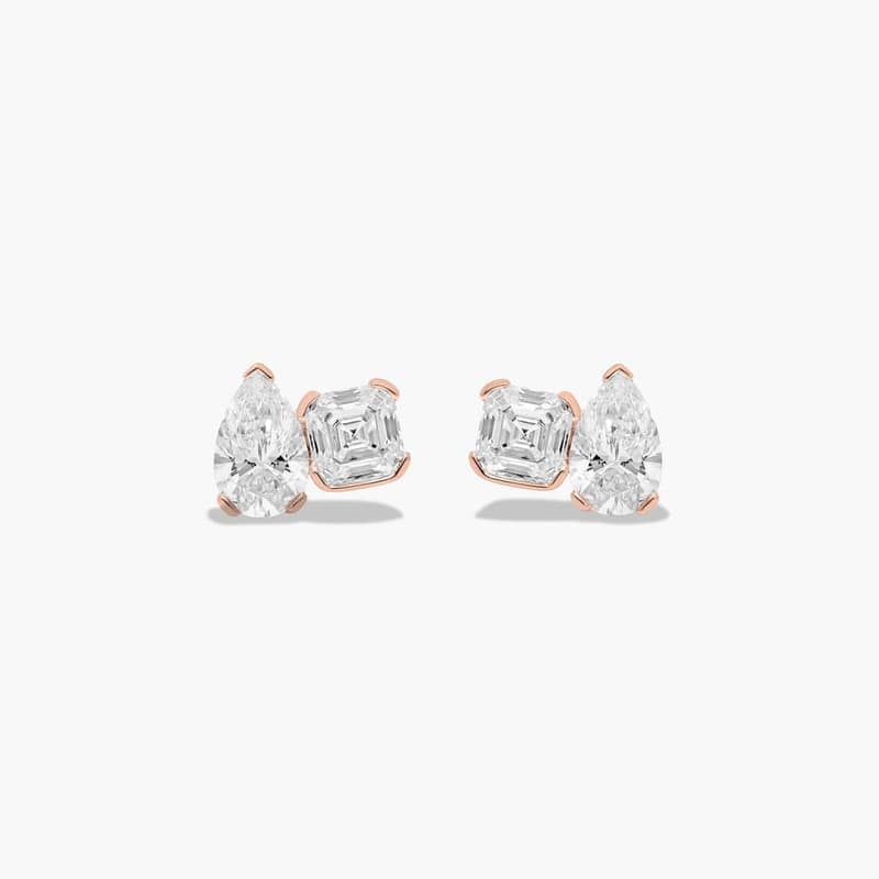 Toi et Moi Earrings With Asscher Cut Lab-Grown Diamonds In 14K Rose Gold