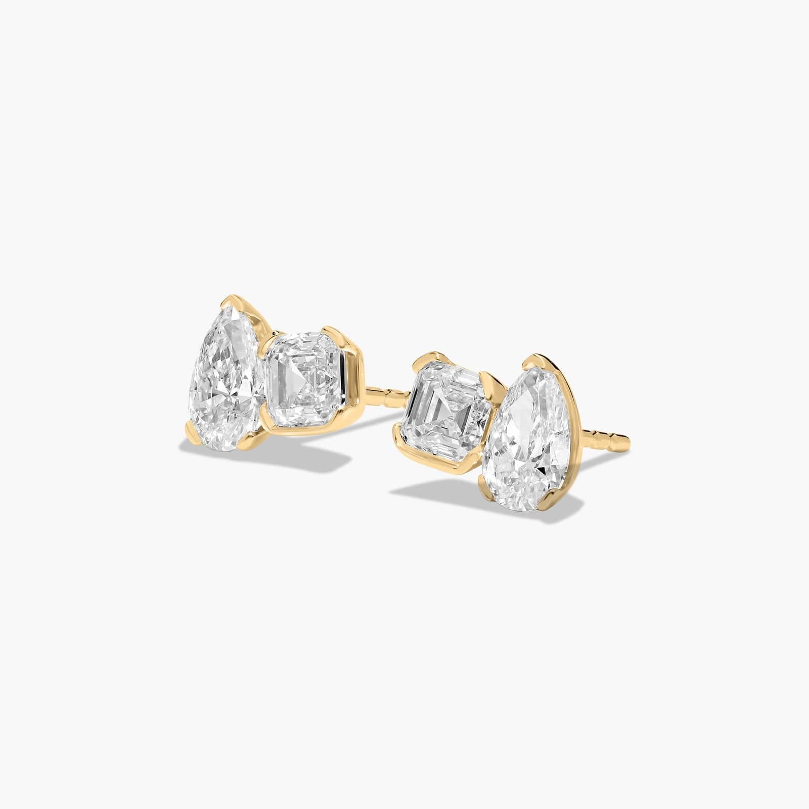 Toi et Moi Earrings With Asscher Cut Lab-Grown Diamonds In 14K Yellow Gold