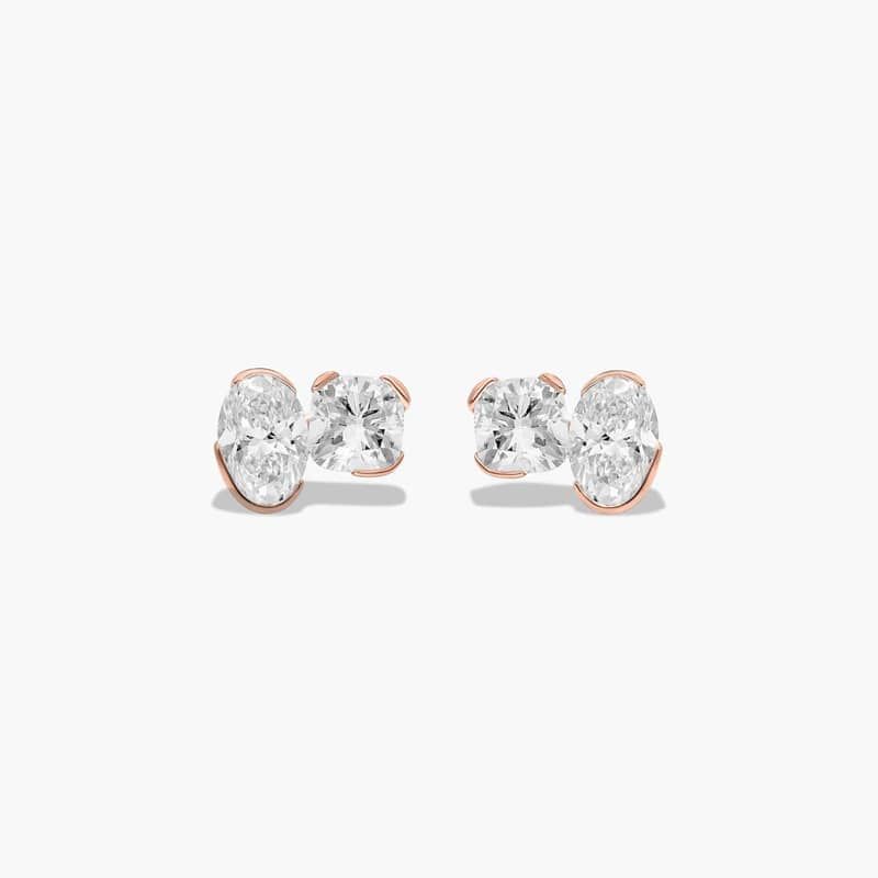 Toi et Moi Earrings With Oval Cut Lab-Grown Diamonds In 14K Rose Gold