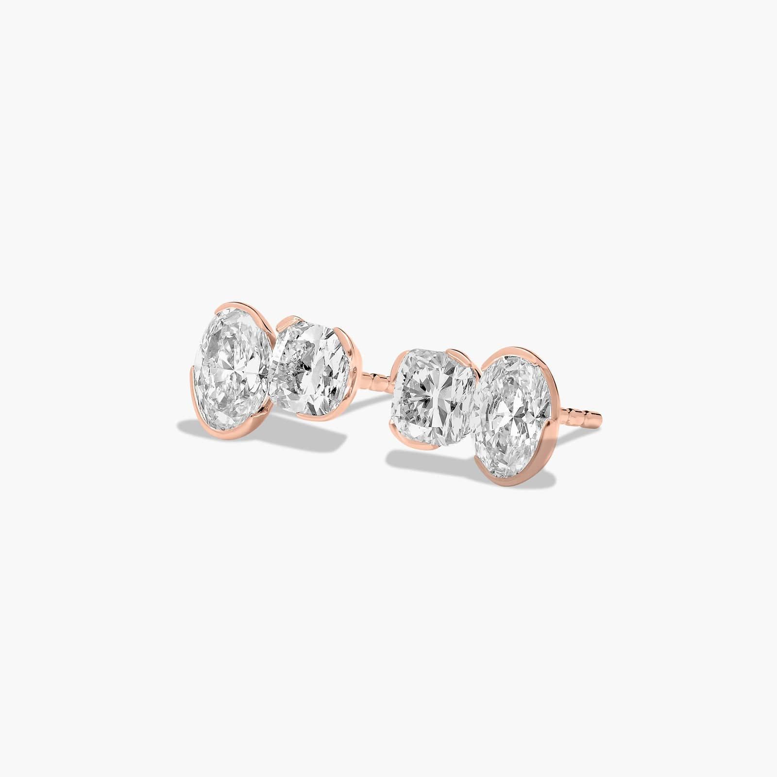 Toi et Moi Earrings With Oval Cut Lab-Grown Diamonds In 14K Rose Gold