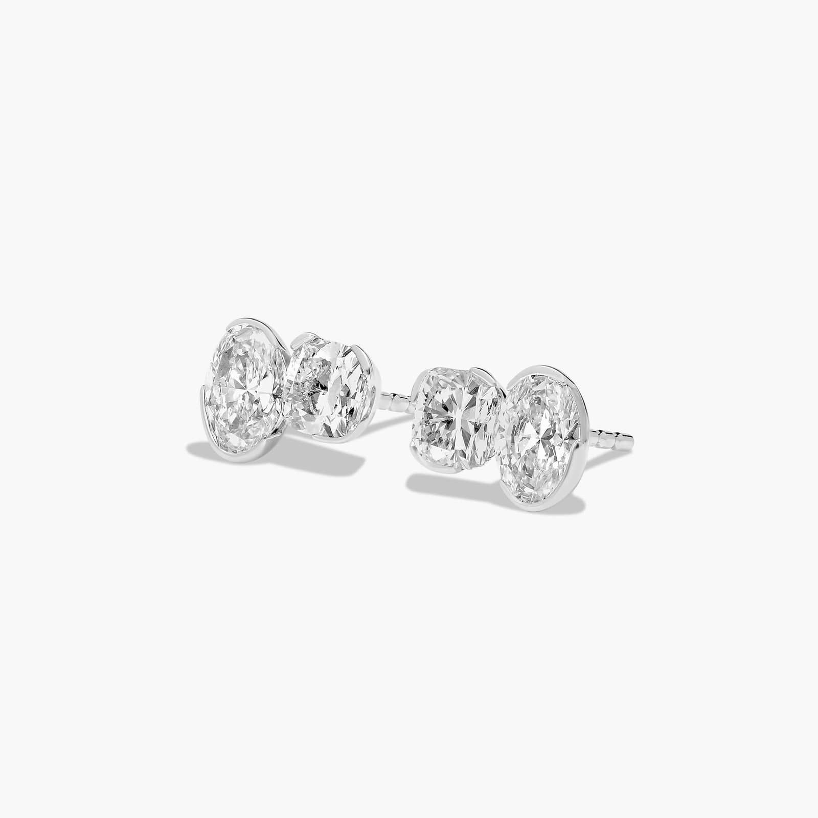 Toi et Moi Earrings With Oval Cut Lab-Grown Diamonds In 14K White Gold