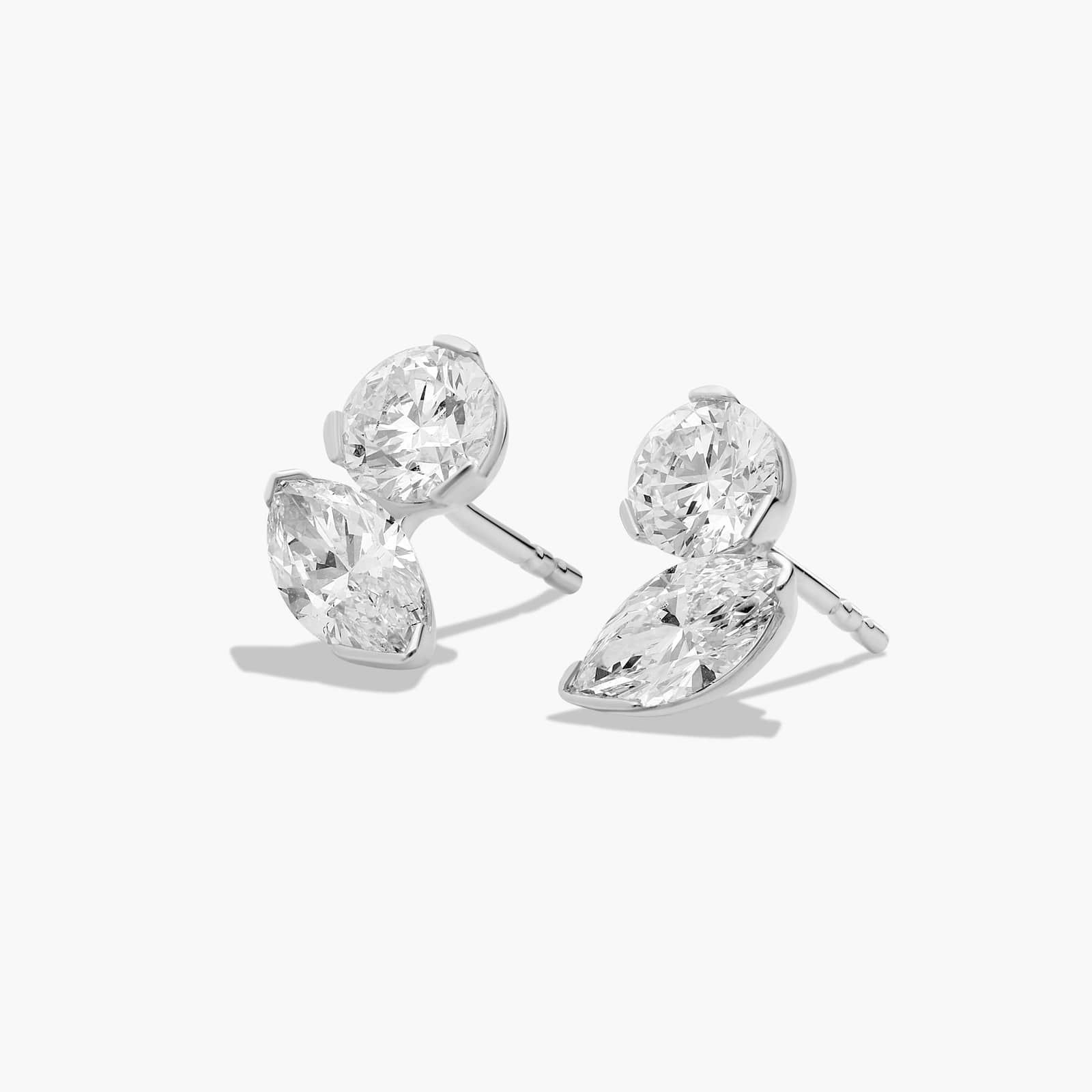 Toi et Moi Earrings With Marquise Cut Lab-Grown Diamonds In 14K White Gold