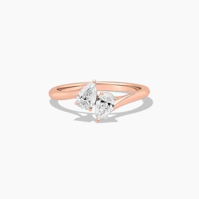 Toi et Moi Pear Shaped Lab-Grown Diamond Kissing Pear Ring In 14K Rose Gold
