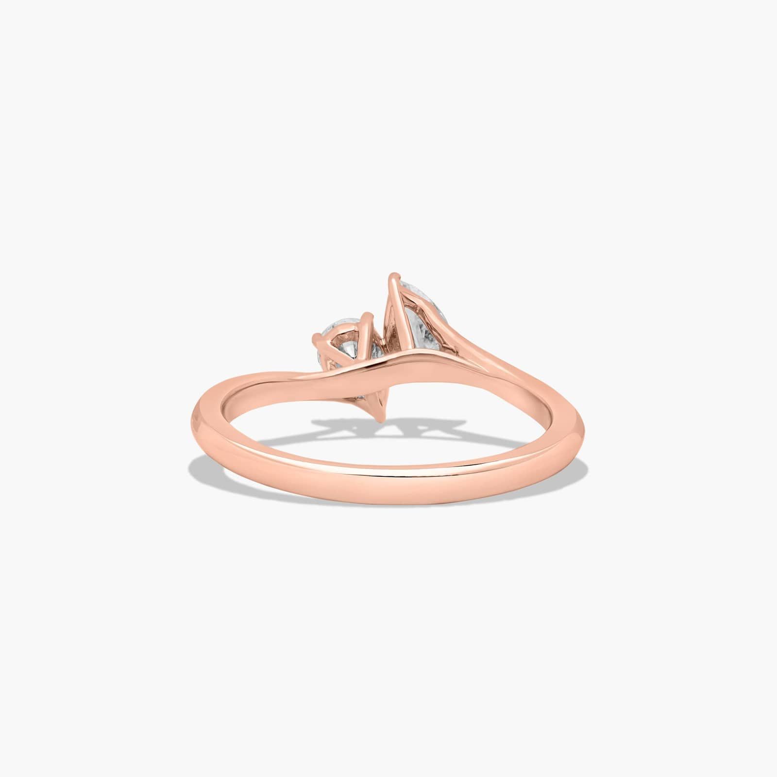Toi et Moi Pear Shaped Lab-Grown Diamond Kissing Pear Ring In 14K Rose Gold