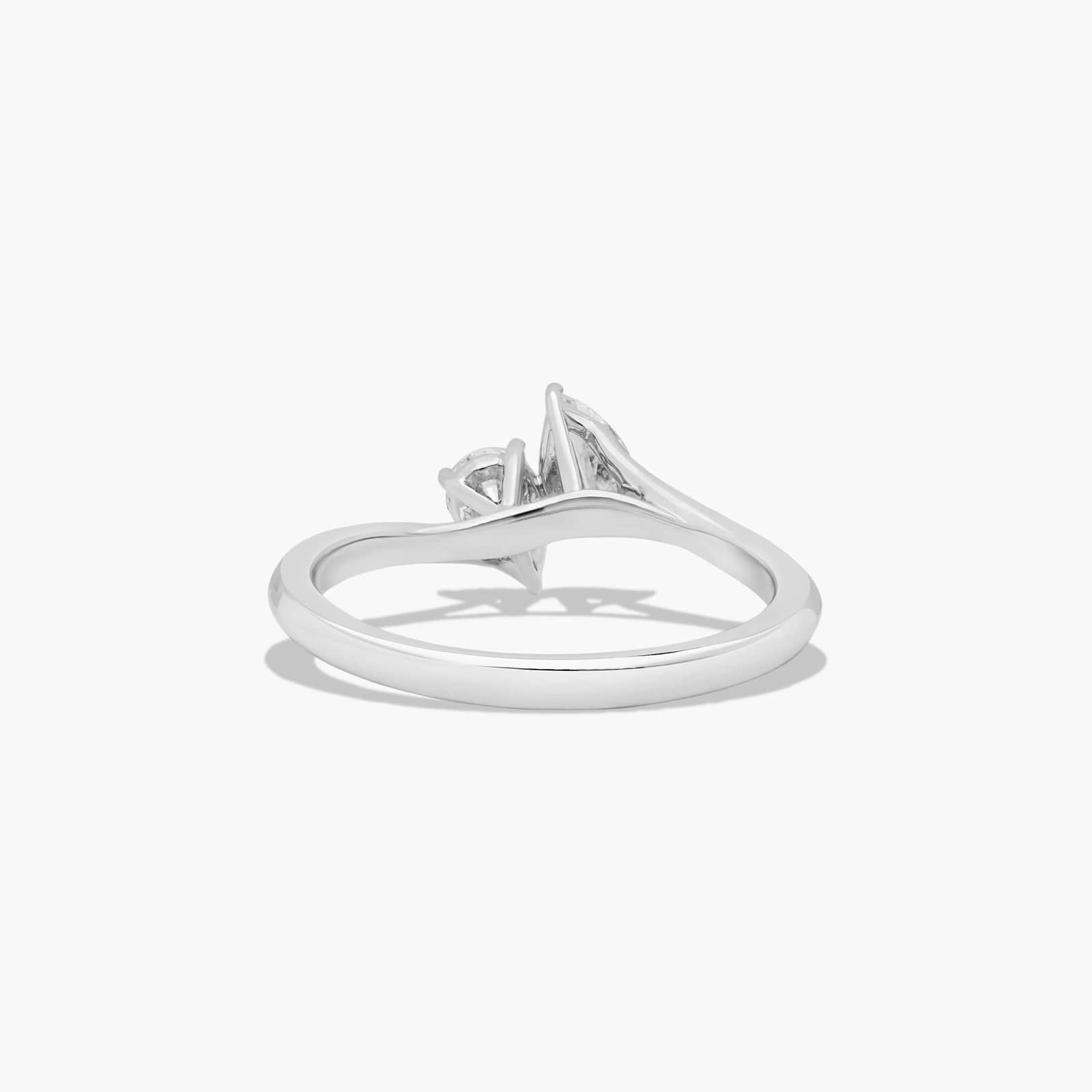 Toi et Moi Pear Shaped Lab-Grown Diamond Kissing Pear Ring In 14K White Gold