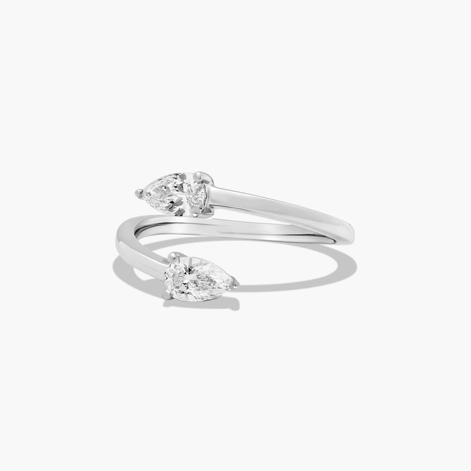 Toi et Moi Pear Shaped Lab-Grown Diamond Bypass Ring In 14K White Gold