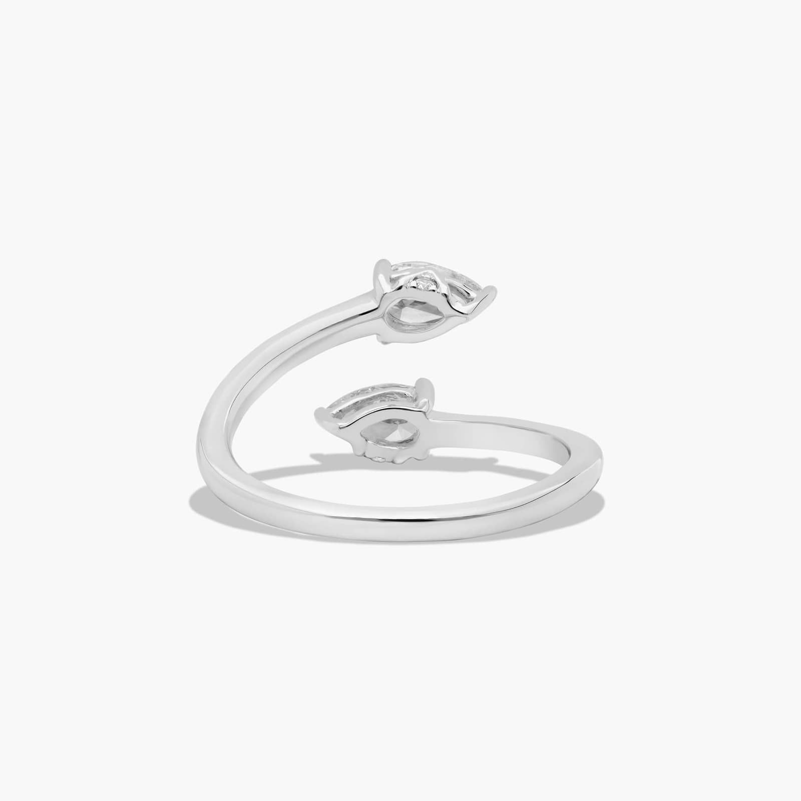 Toi et Moi Pear Shaped Lab-Grown Diamond Bypass Ring In 14K White Gold