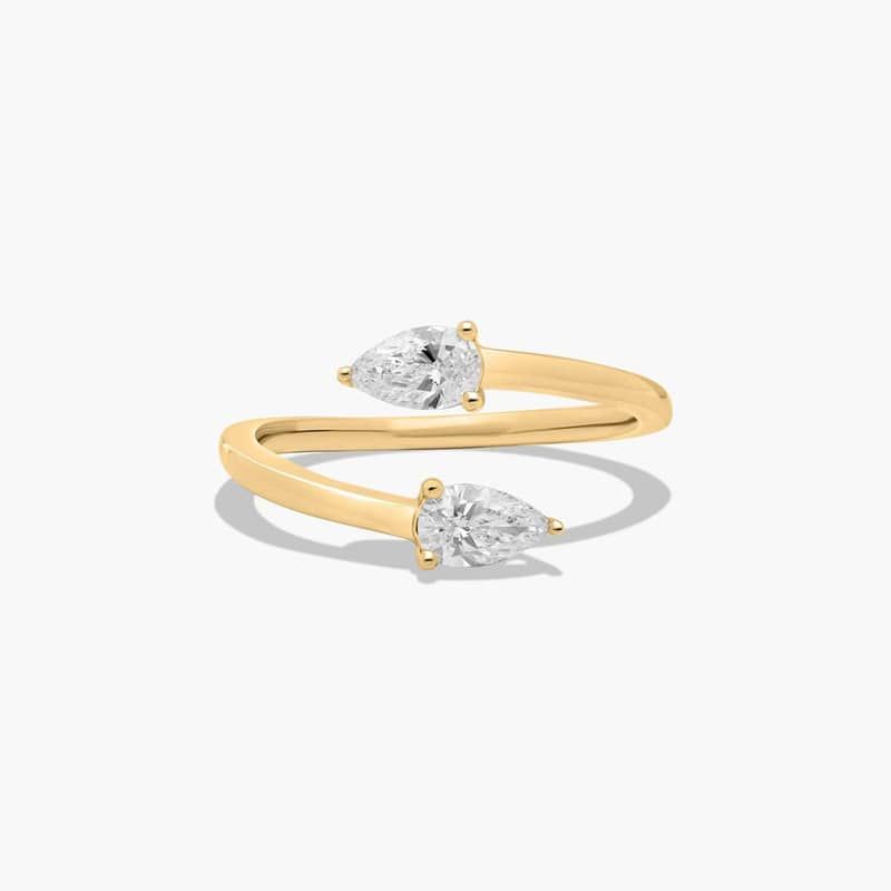 Toi et Moi Pear Shaped Lab-Grown Diamond Bypass Ring In 14K Yellow Gold