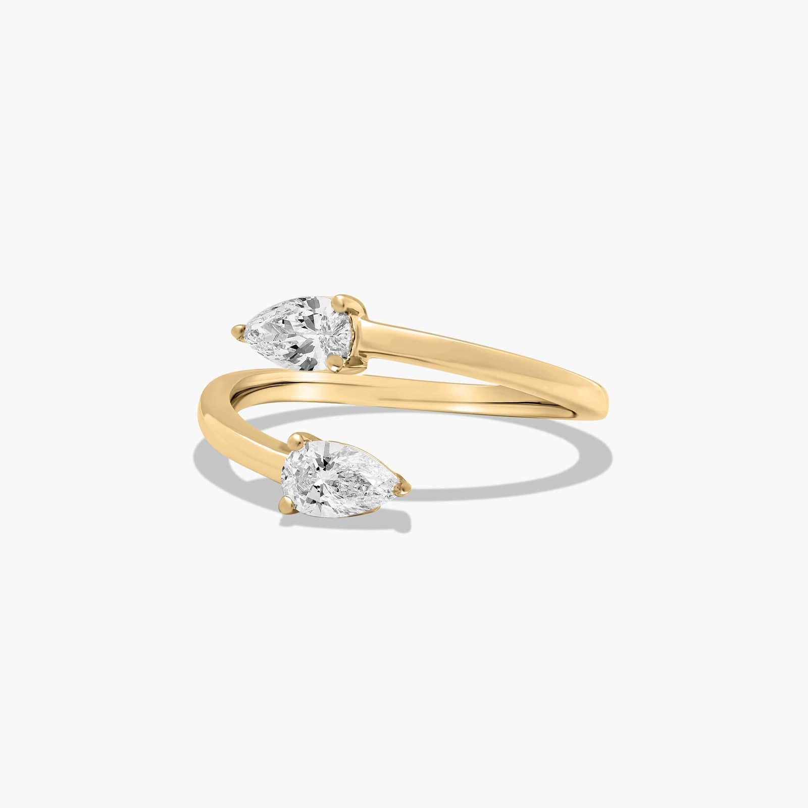 Toi et Moi Pear Shaped Lab-Grown Diamond Bypass Ring In 14K Yellow Gold
