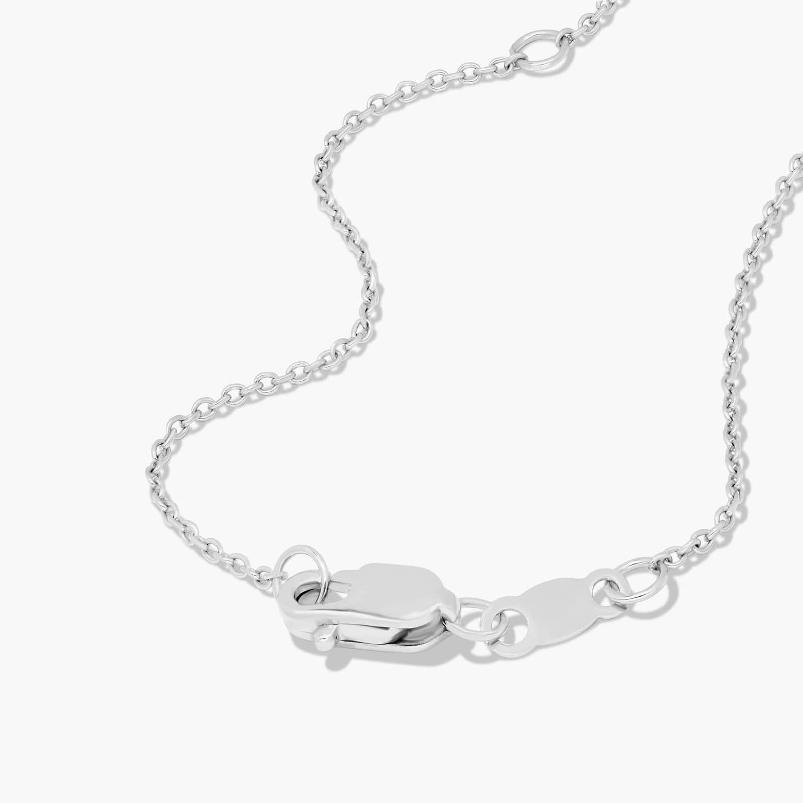 14K White Gold Dainty Diamonds Pavé Crescent Moon Necklace