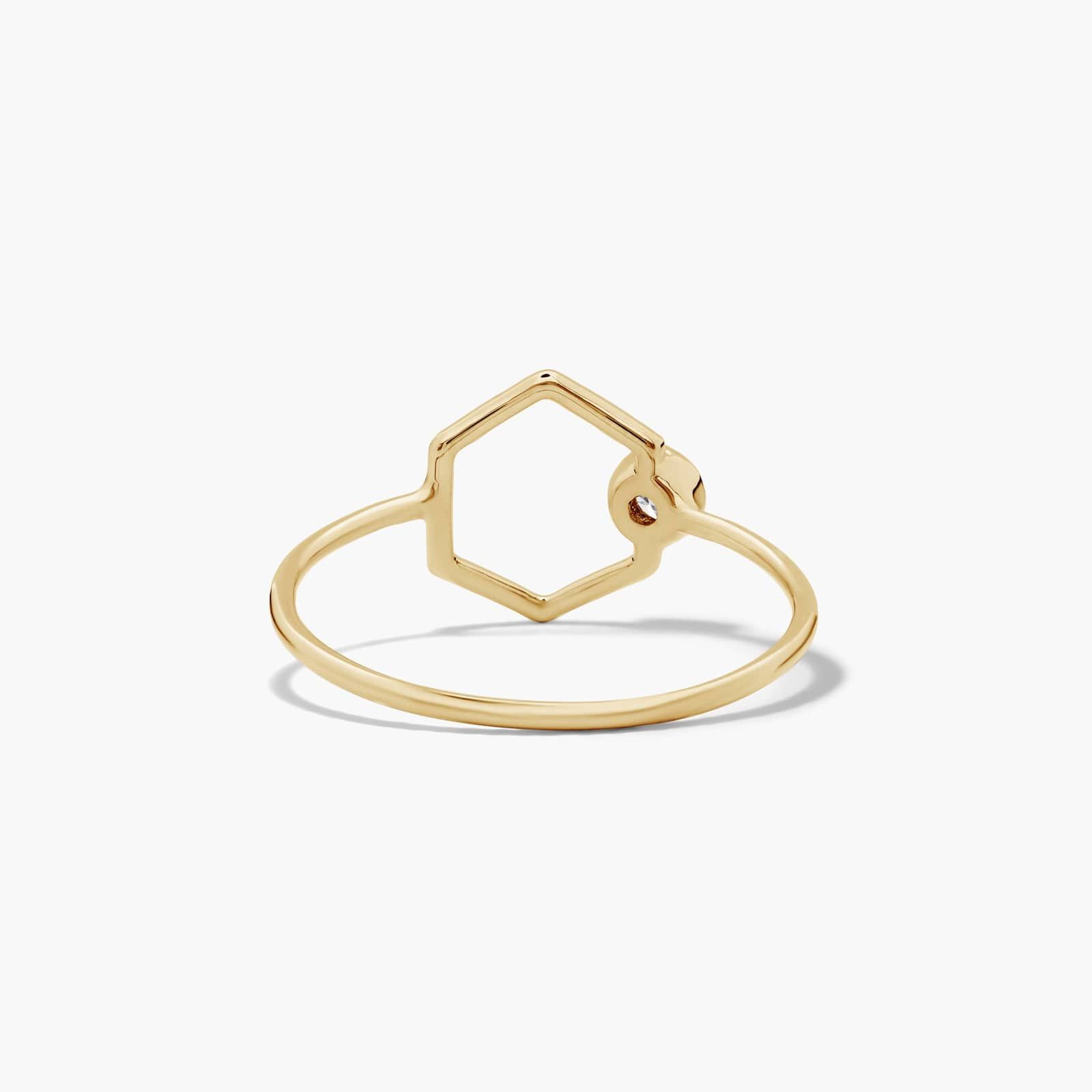 Dainty Diamonds Geometric Hexagon Ring In 14K Yellow Gold