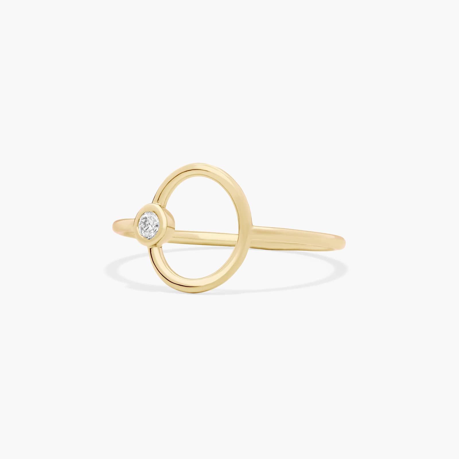 Dainty Diamonds Geometric Circle Ring In 14K Yellow Gold