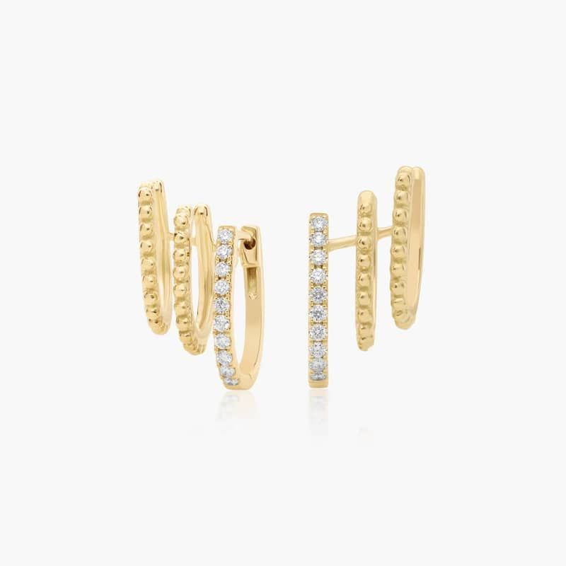 Climber Huggie Earrings With Lab-Grown Diamonds In 14K Yellow Gold