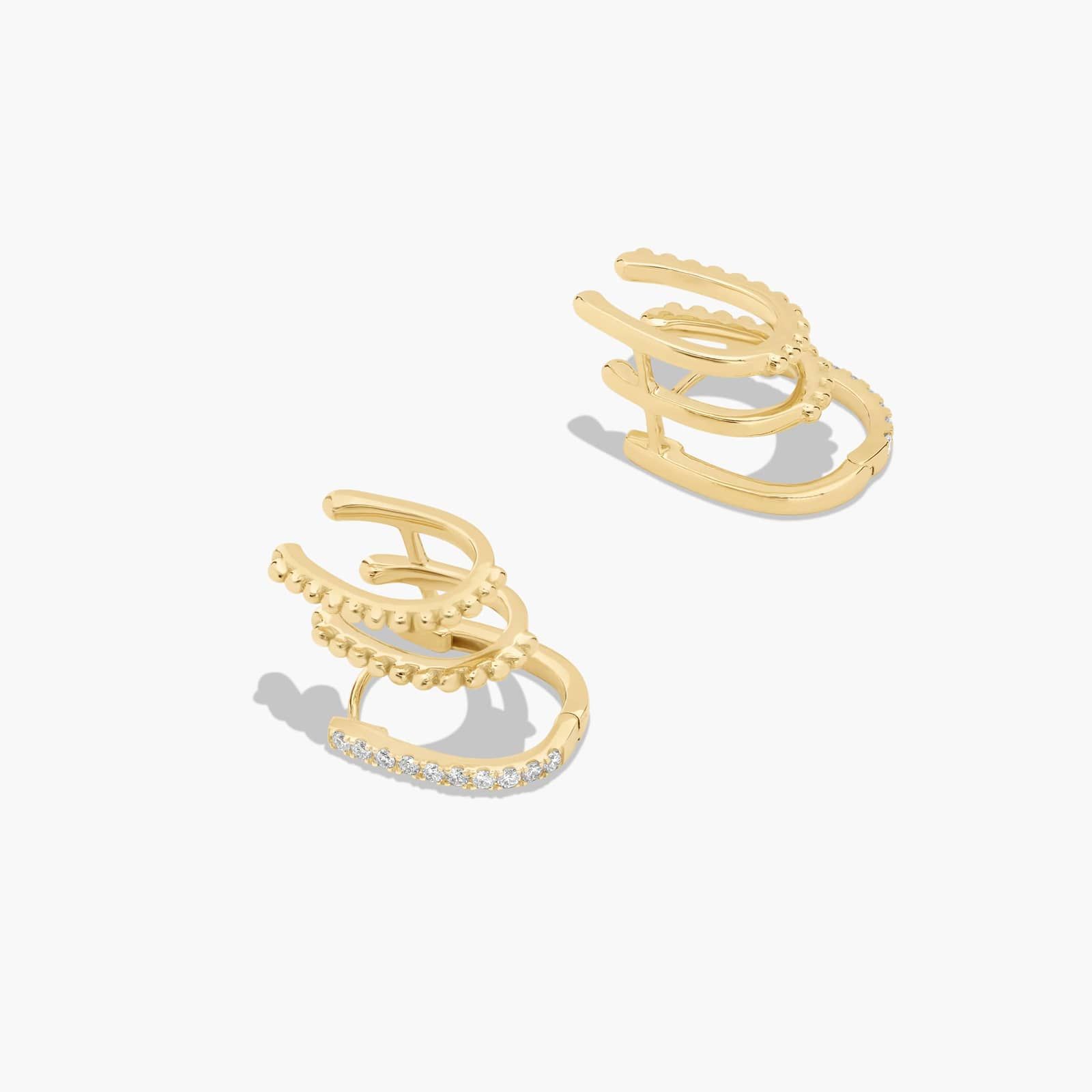 Climber Huggie Earrings With Lab-Grown Diamonds In 14K Yellow Gold