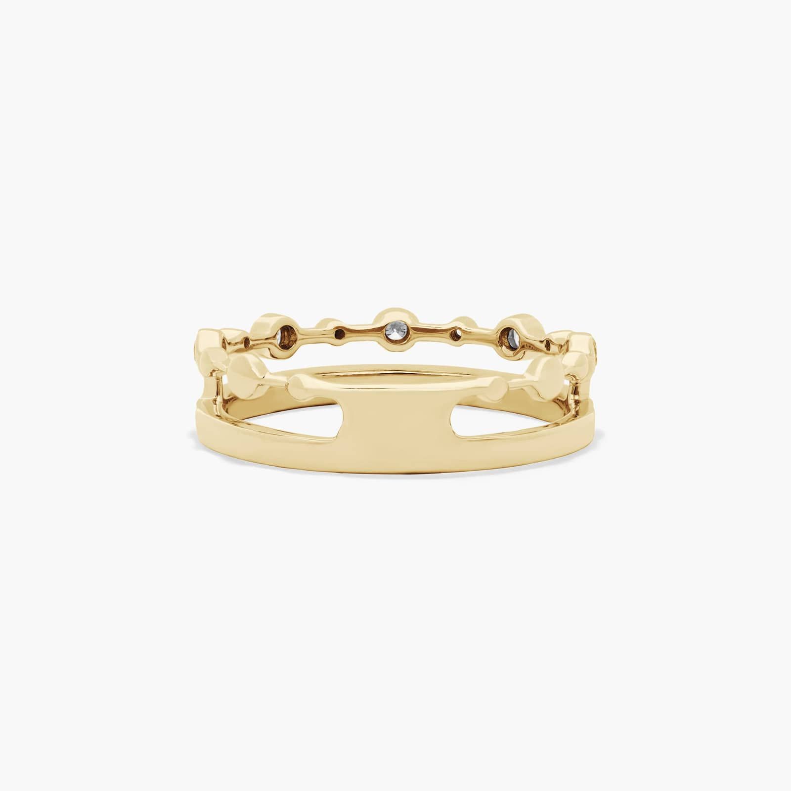 Double Row Diamond Ring In 14K Yellow Gold