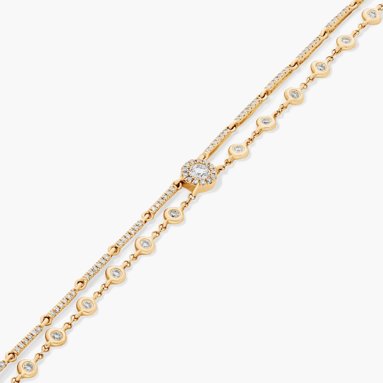 Dainty Double Row Diamond Bracelet In 14K Yellow Gold